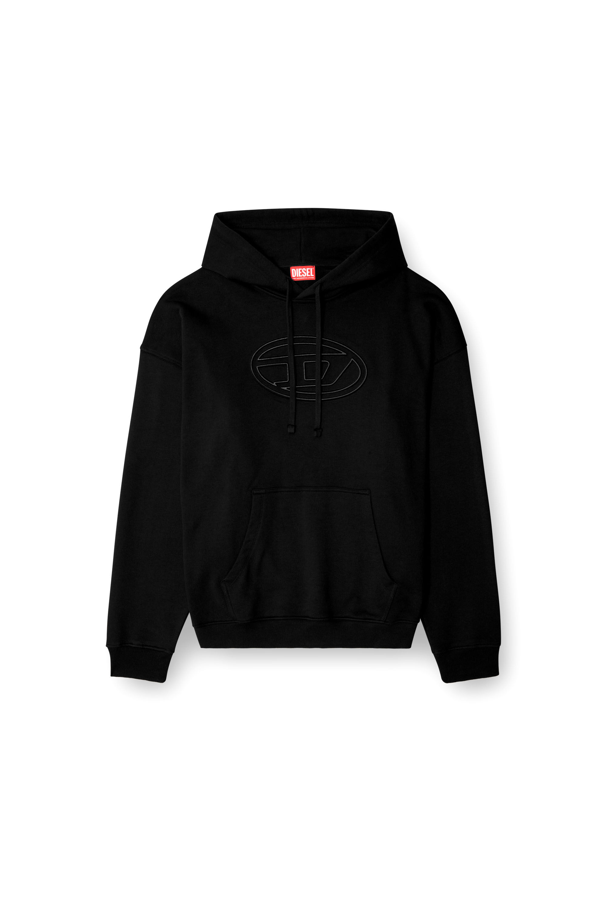 Men's Hoodie with embossed Oval D | Black | Diesel