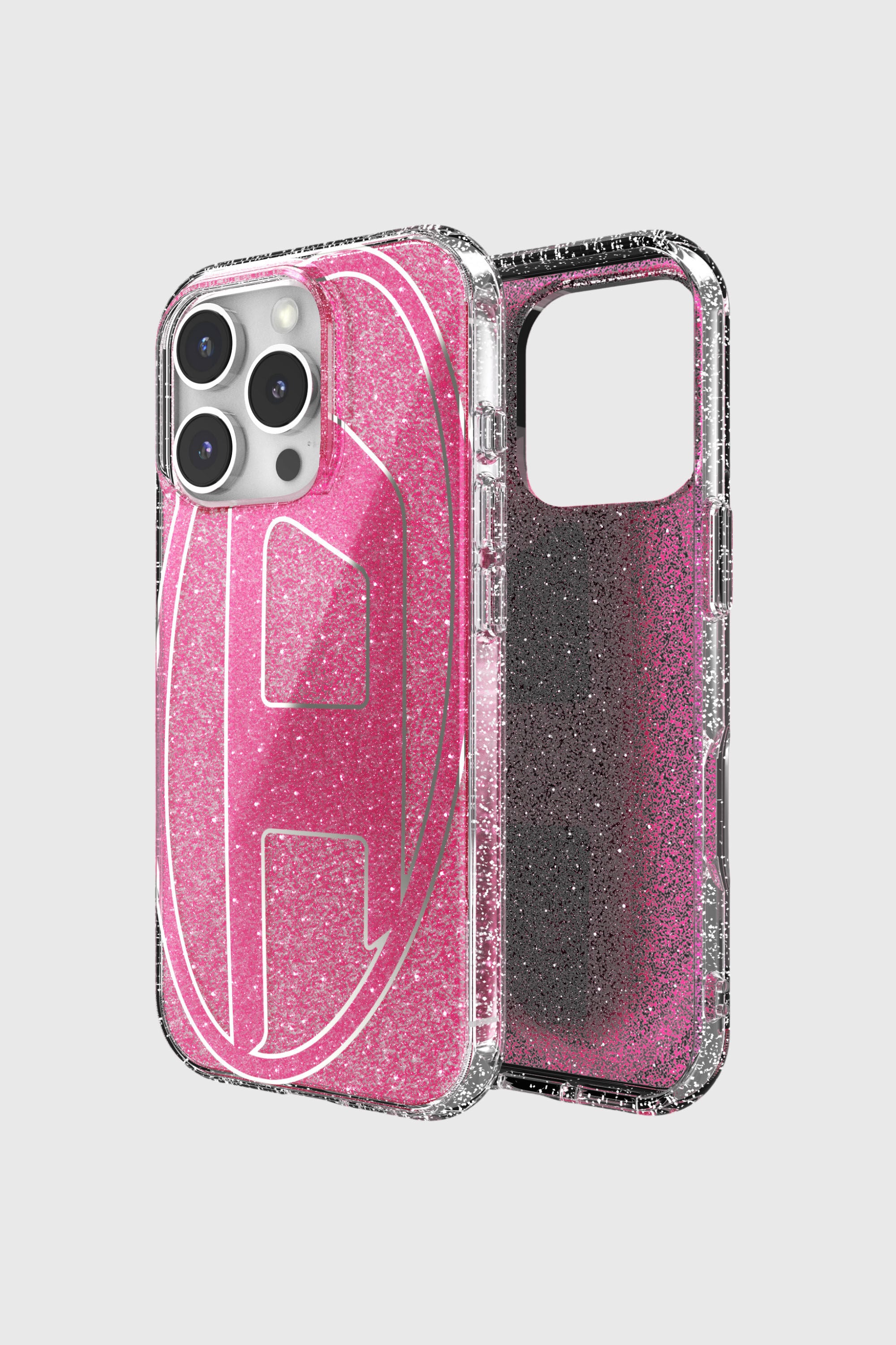 Women's Oval D Glitter Case for iP 16 Pro | Pink | Diesel {{Country}}
