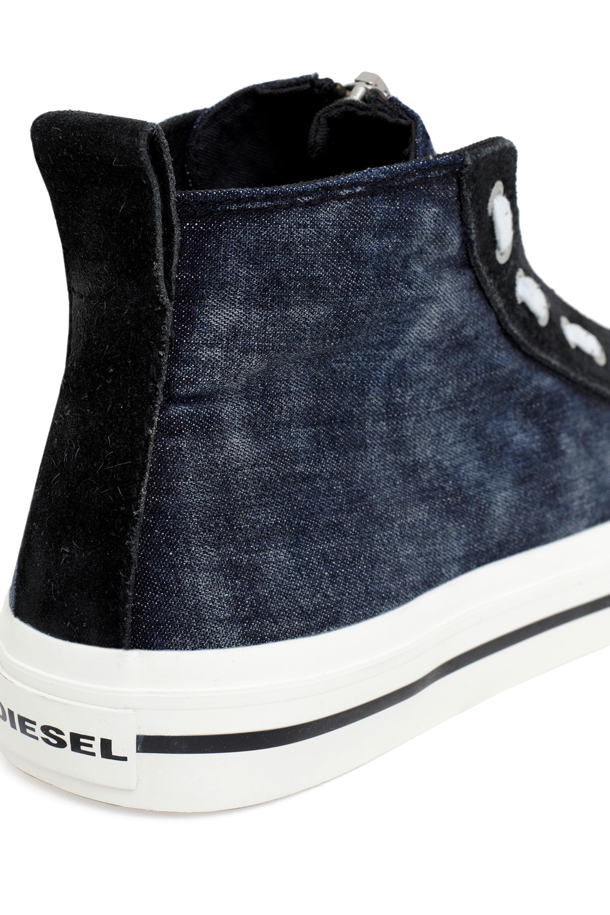 Diesel - S-ASTICO MZIP, Male's High-top sneakers in denim and suede in Dark Blue - 4