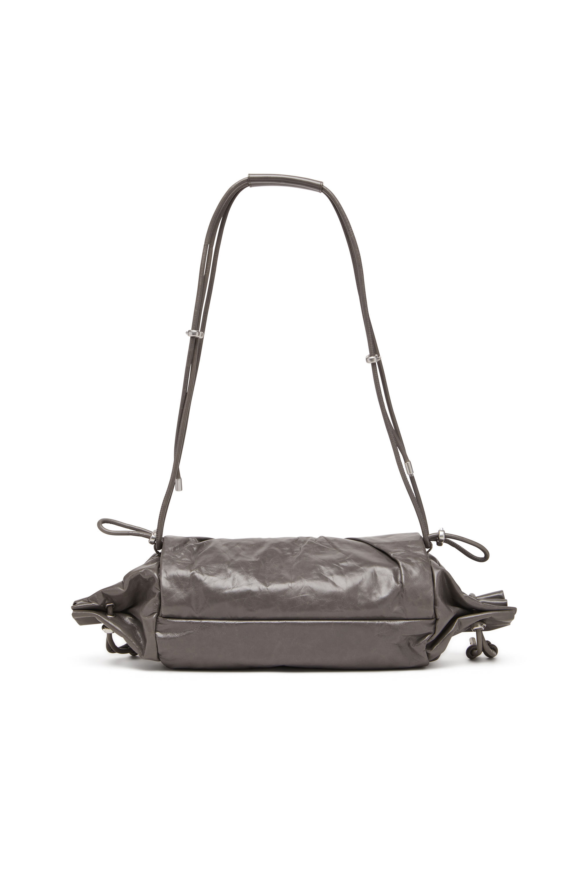 Women's Scrunch-D M-Shoulder bag in shiny leather | Grey