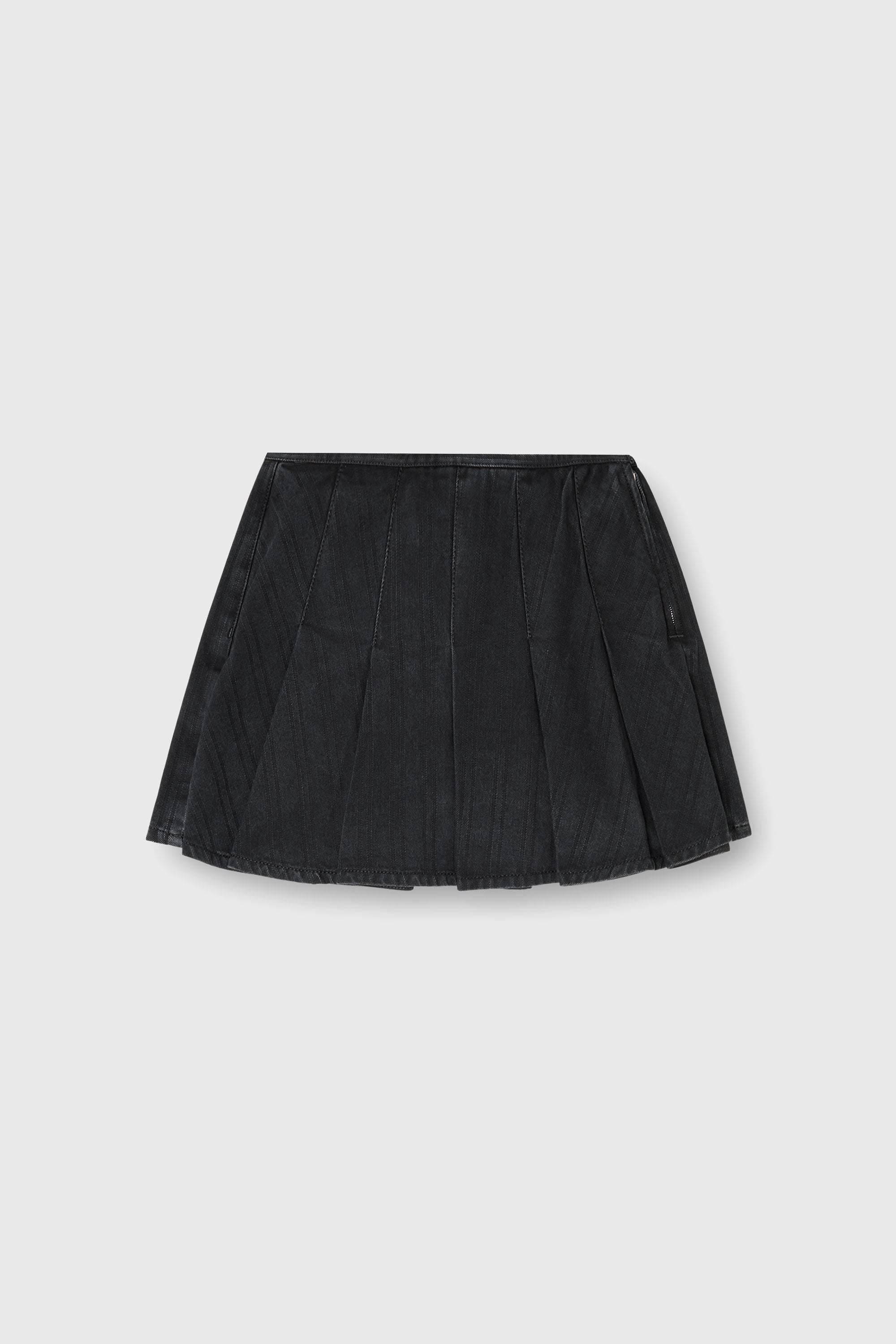 Diesel - DE-SHERO, Falda-pantal&oacute;n plisada de denim a rayas finas Mujer in Negro - 2