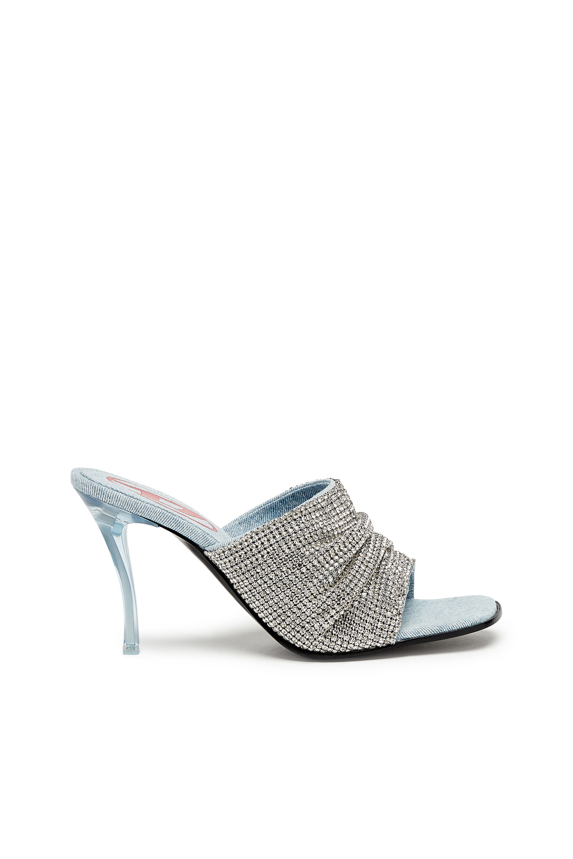 Diesel - D-SYDNEY SDL S, Female's D-Sydney Sdl S Sandals - Mule sandals with rhinestone band in Silver - 1