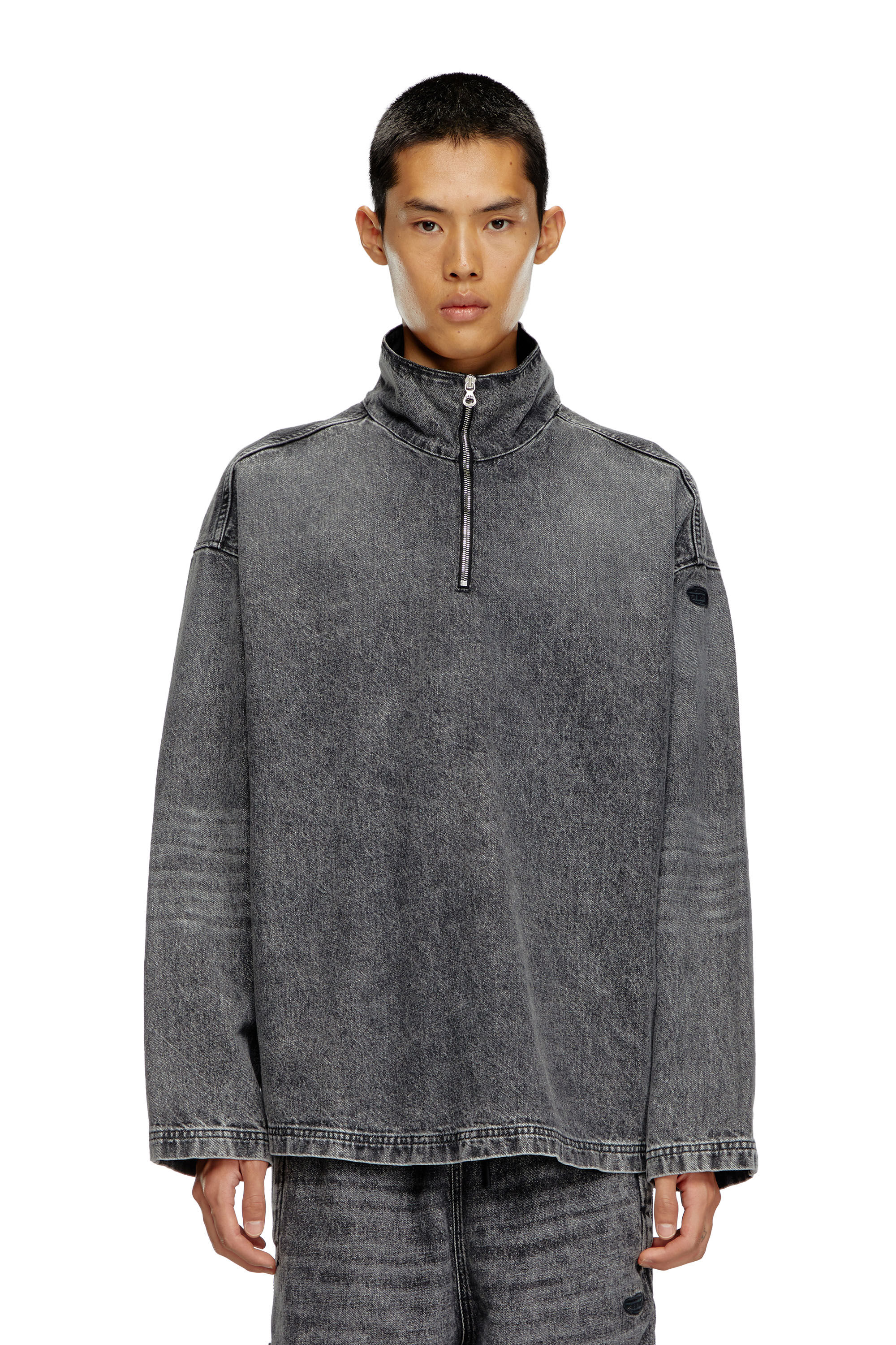 Diesel - D-FLOW-PLUS-S, Male's Denim pullover with nylon inserts in Black - 6