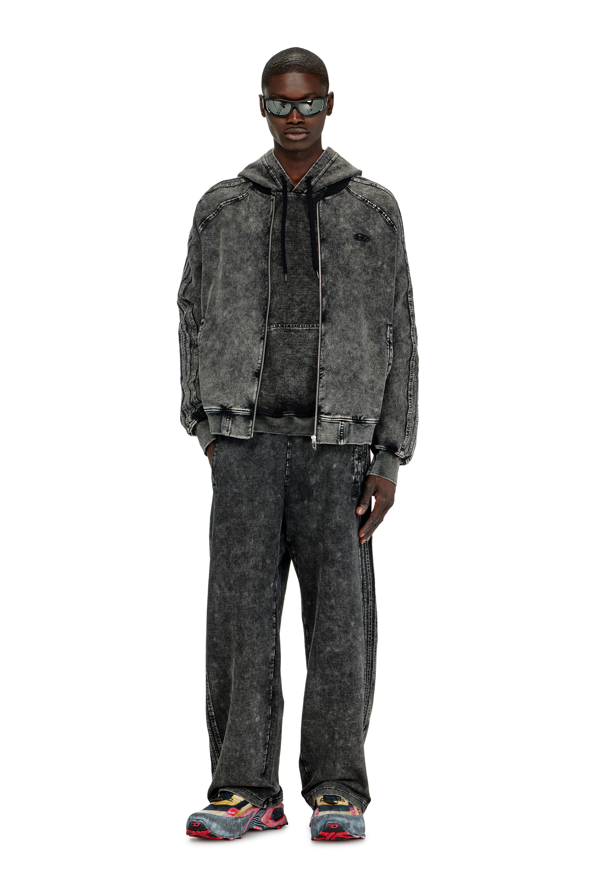 Men's Zip-up sweatshirt with sleeve bands | Grey | Diesel