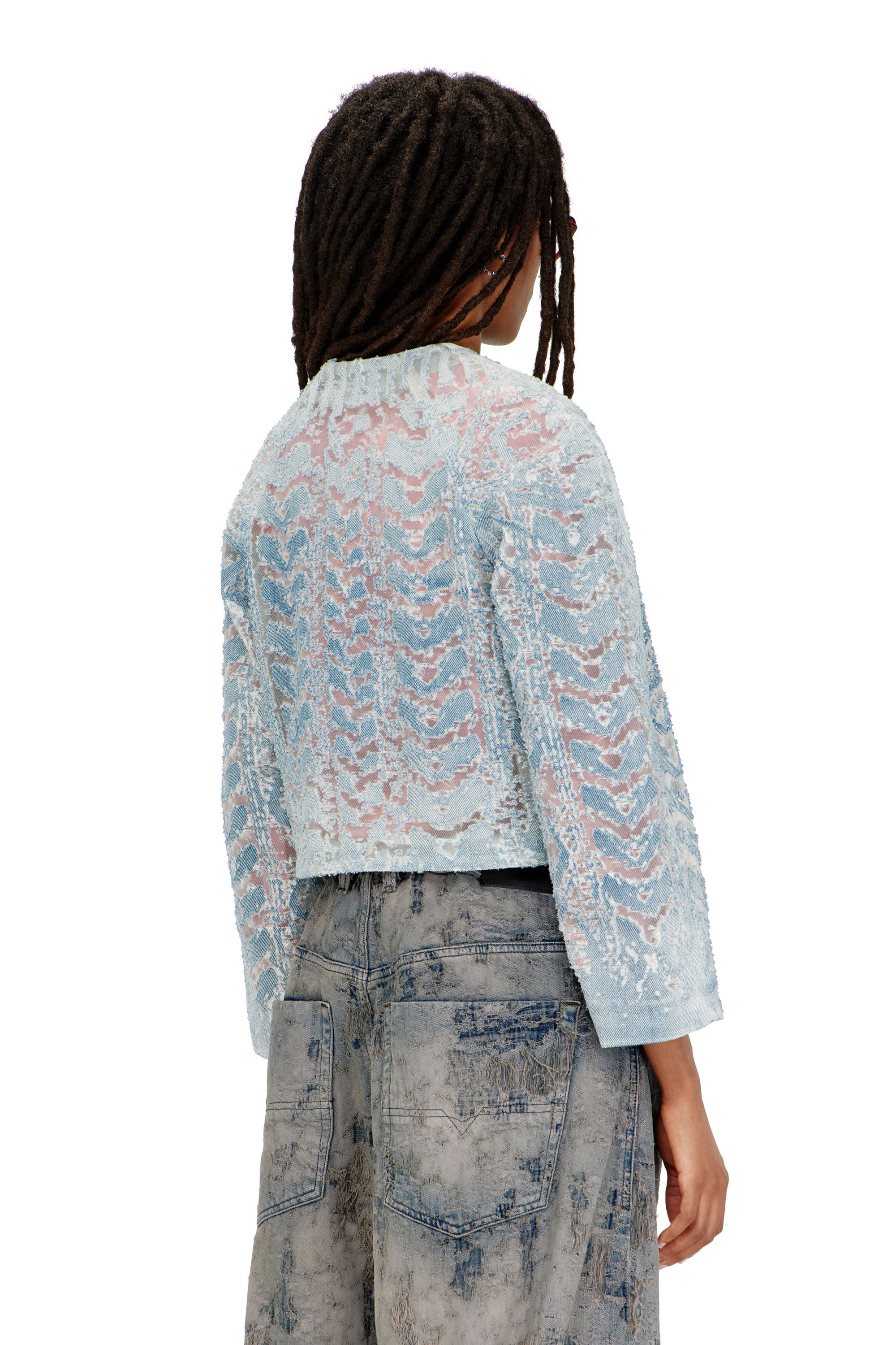 Women's Jacket in microstone devoré denim | Blue | Diesel {{Country}}