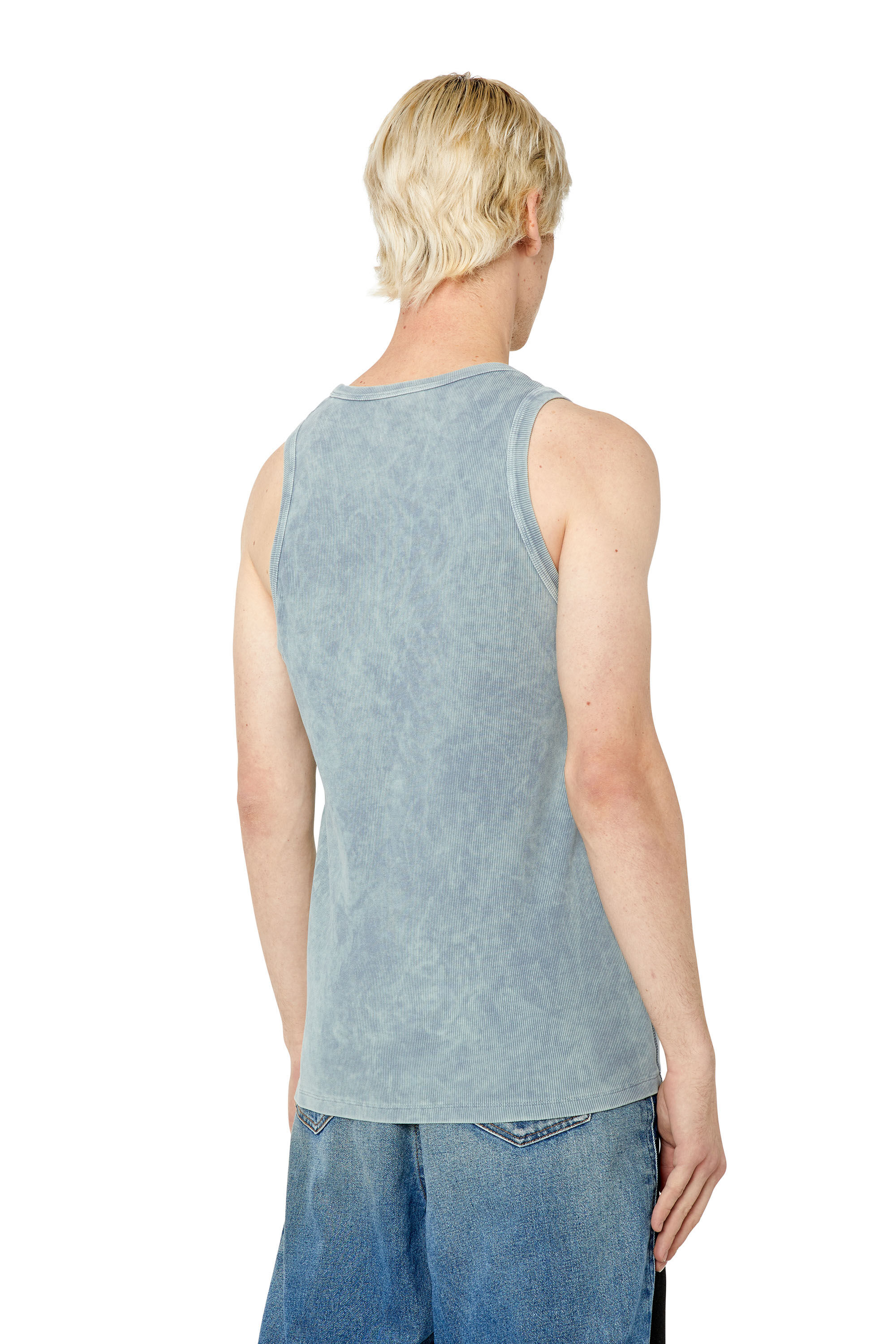 Diesel - T-WISTY-G1, Male's Acid-wash tank top with logo patch in Grey - 5