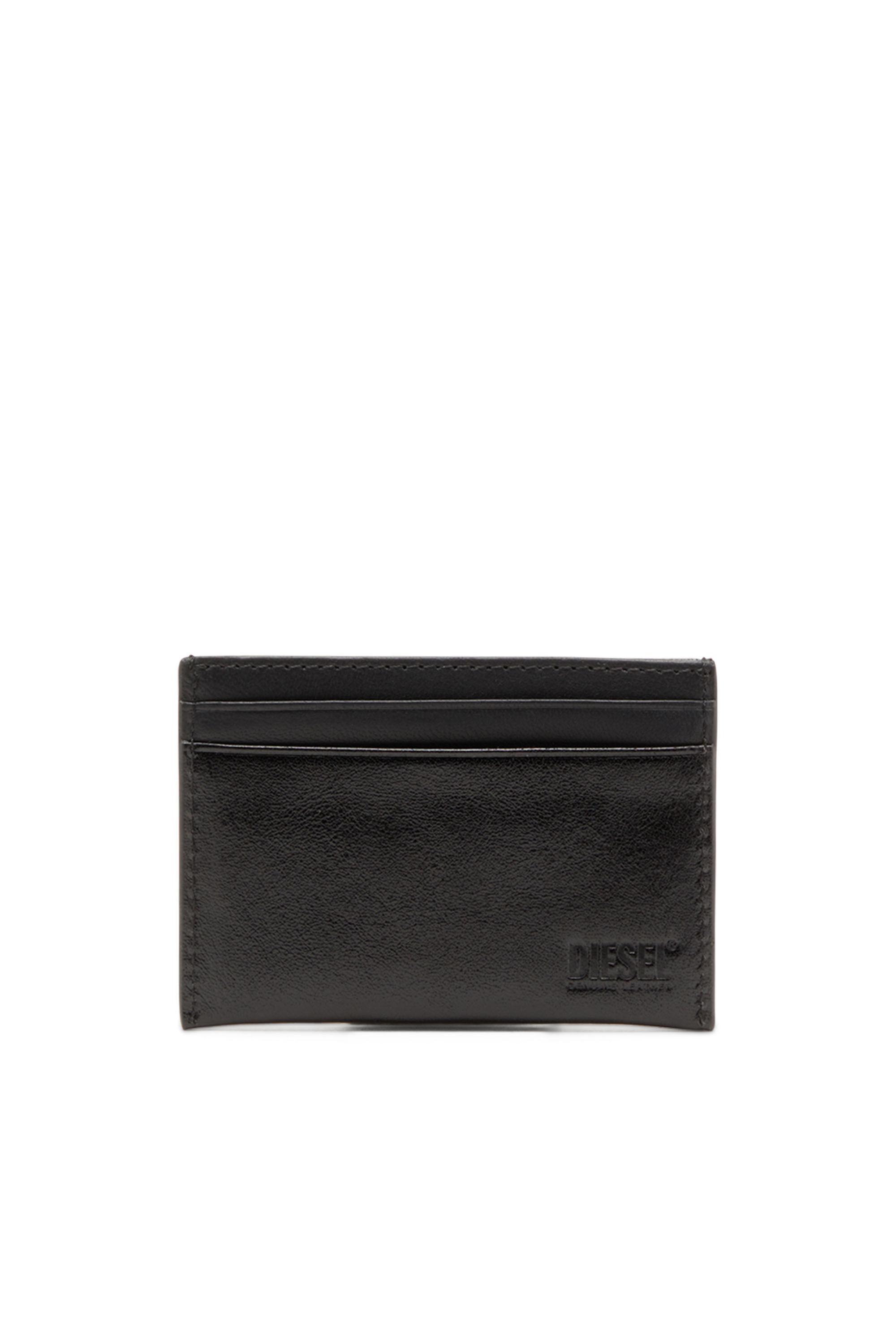 Diesel - RAVE CARD CASE, Porte-cartes en cuir avec plaque D rouge Homme in Noir - 2
