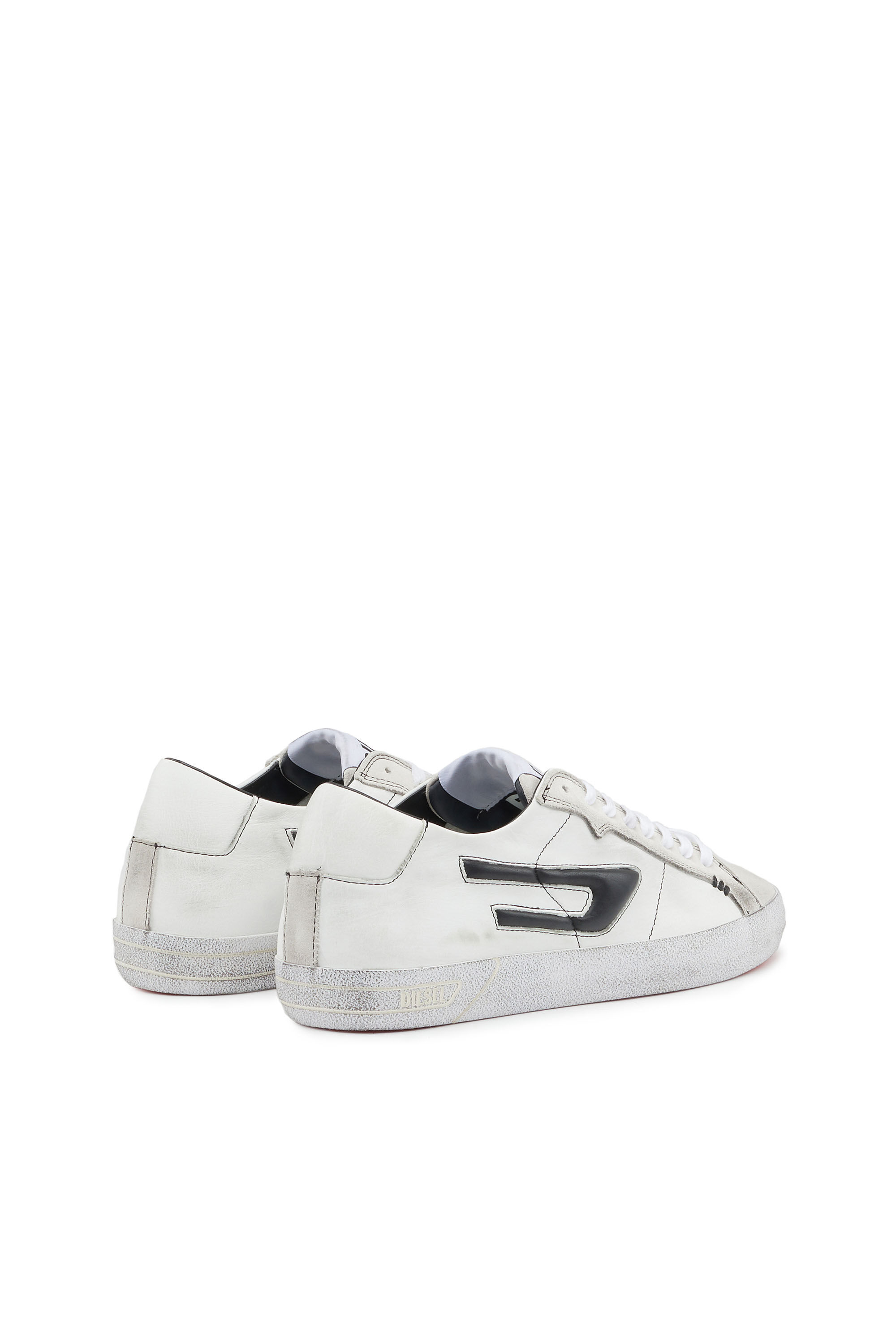 Diesel - S-LEROJI LOW, Male's S-Leroji Low - Low-top leather sneakers with D logo in White - 3