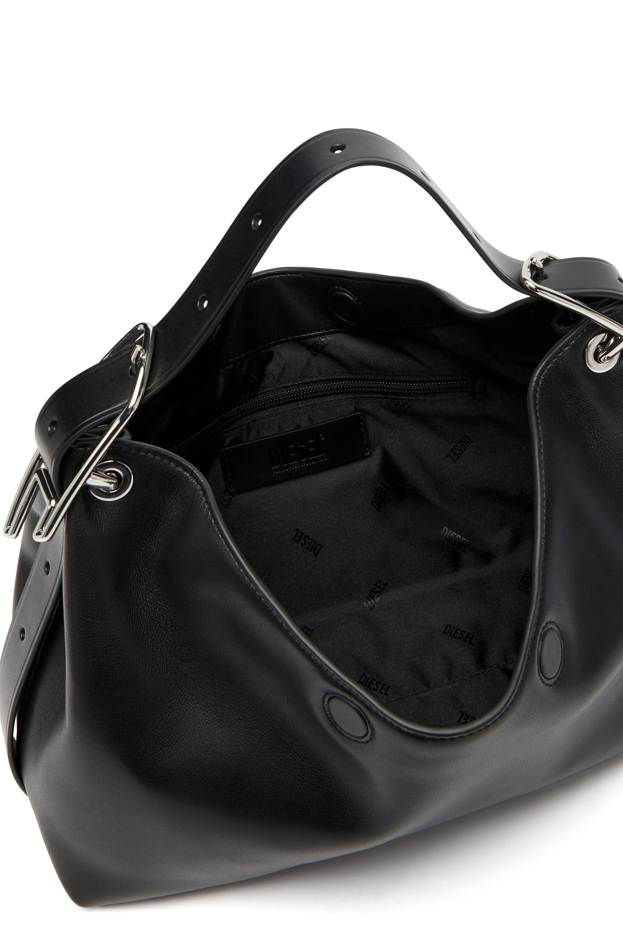 Women's D-Line-Leather shoulder bag | Black | Diesel