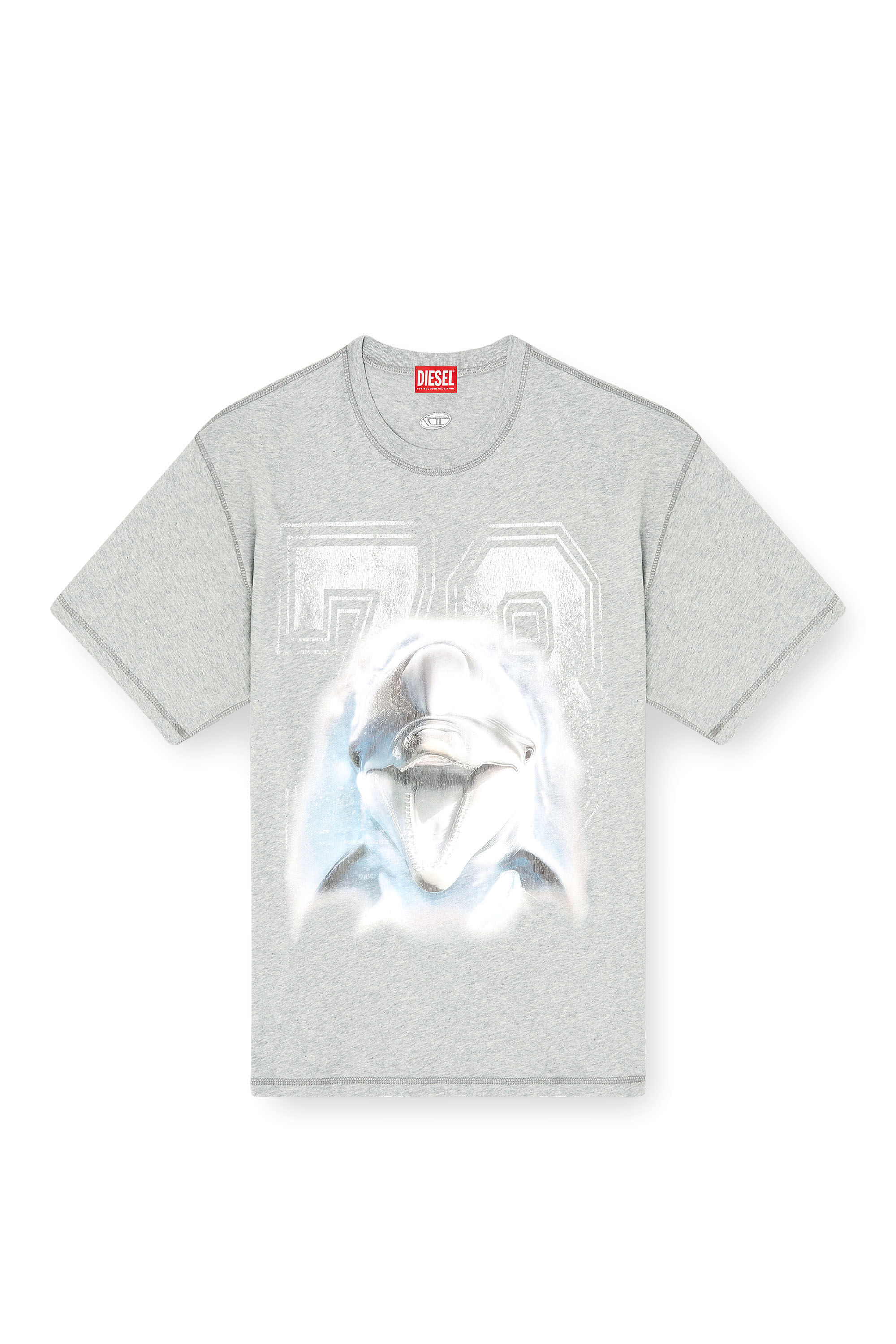 Men's Relaxed T-shirt with dolphin graphic | Grey | Diesel