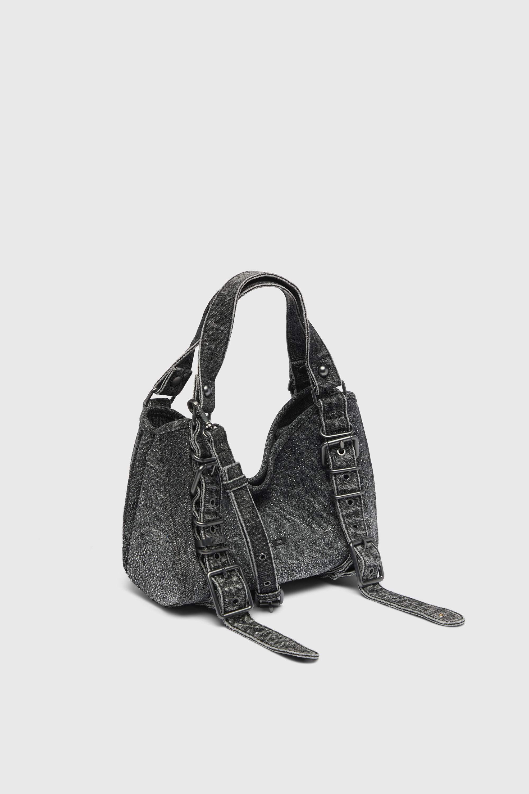 Women's D-One-Small top-handle bag in crystal solarised denim