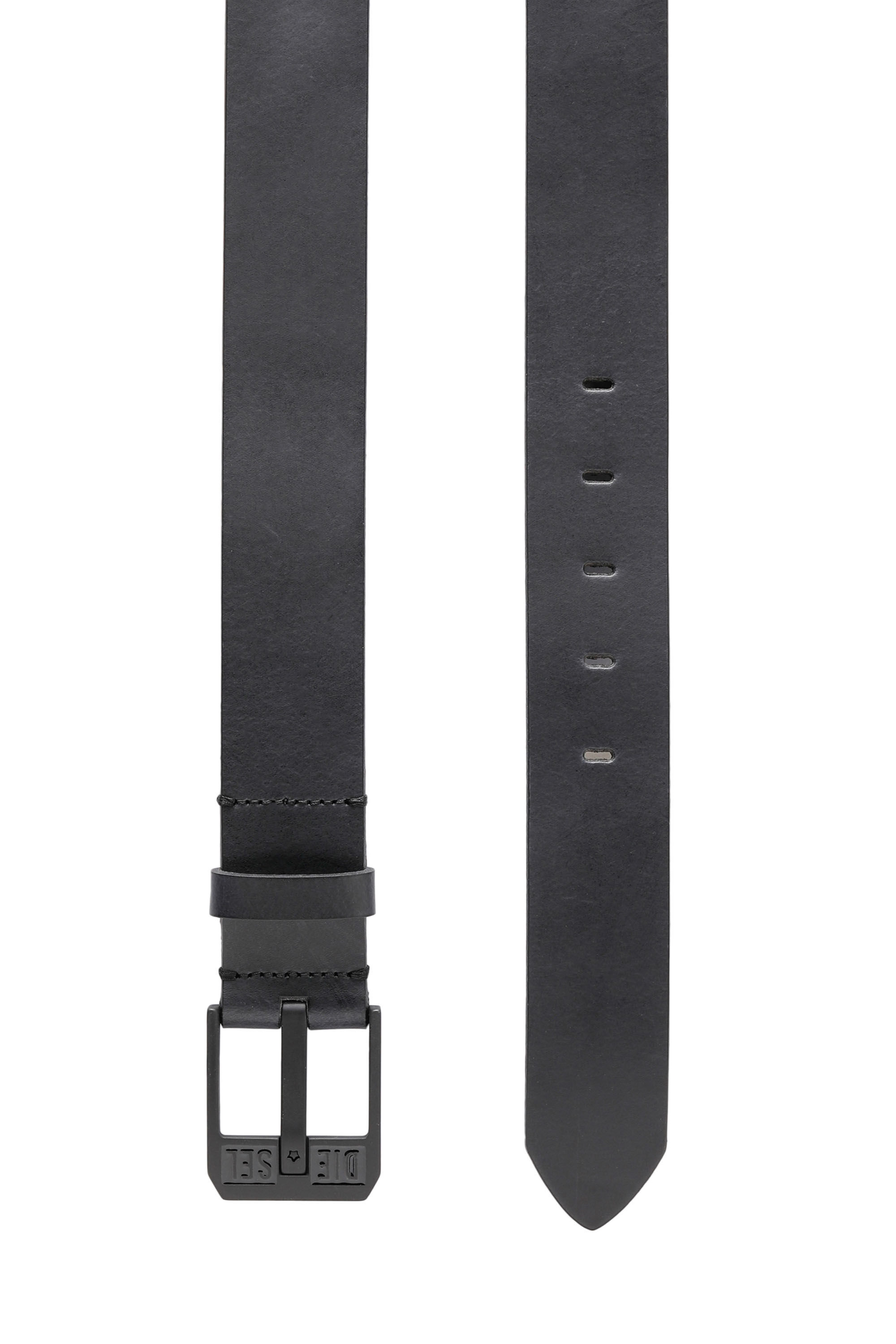 Diesel - BLUESTAR II, Man's Leather belt with star logo buckle in Dark grey - 3