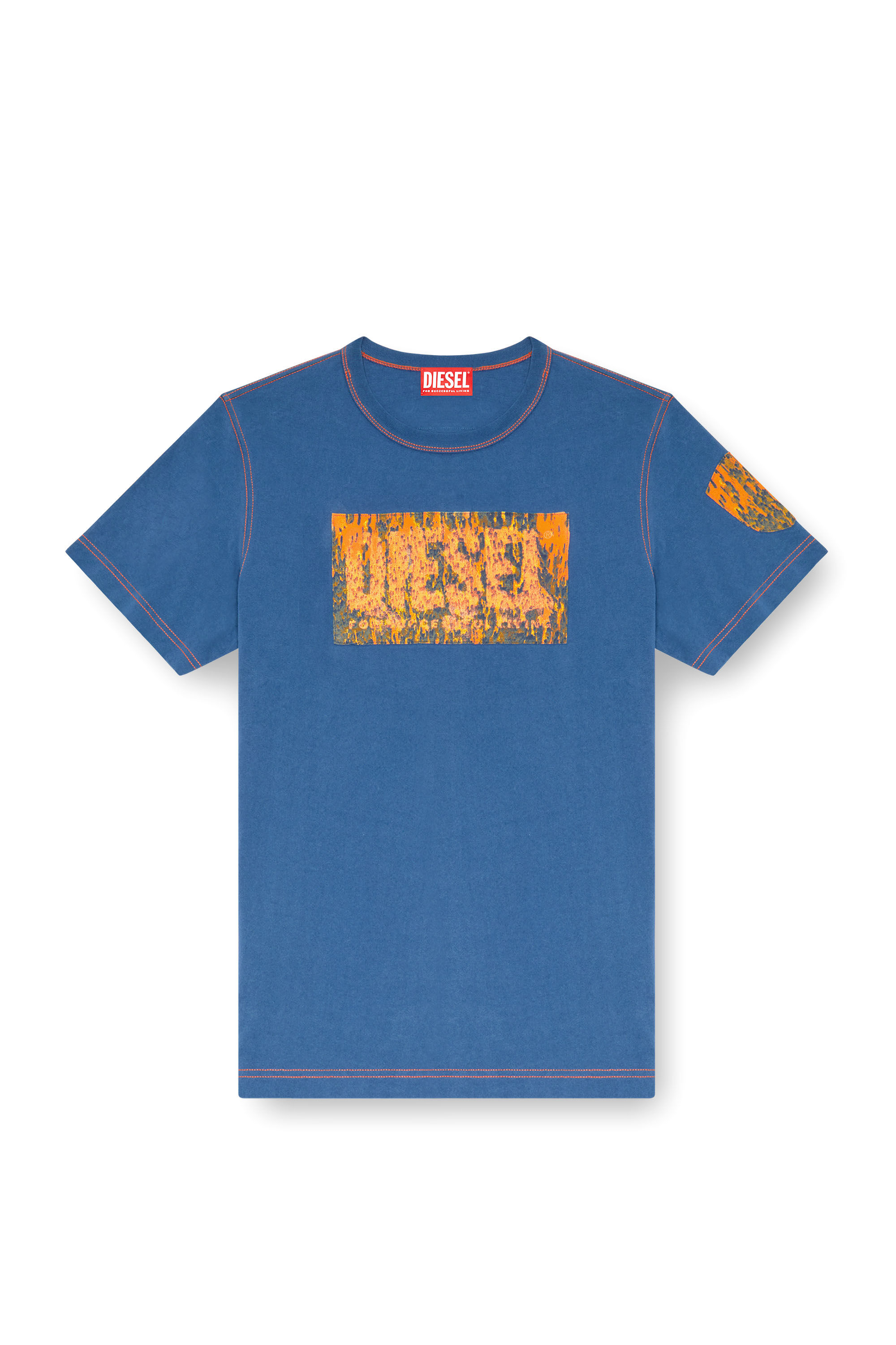 Men's T-shirt with graphic patches | Blue | Diesel