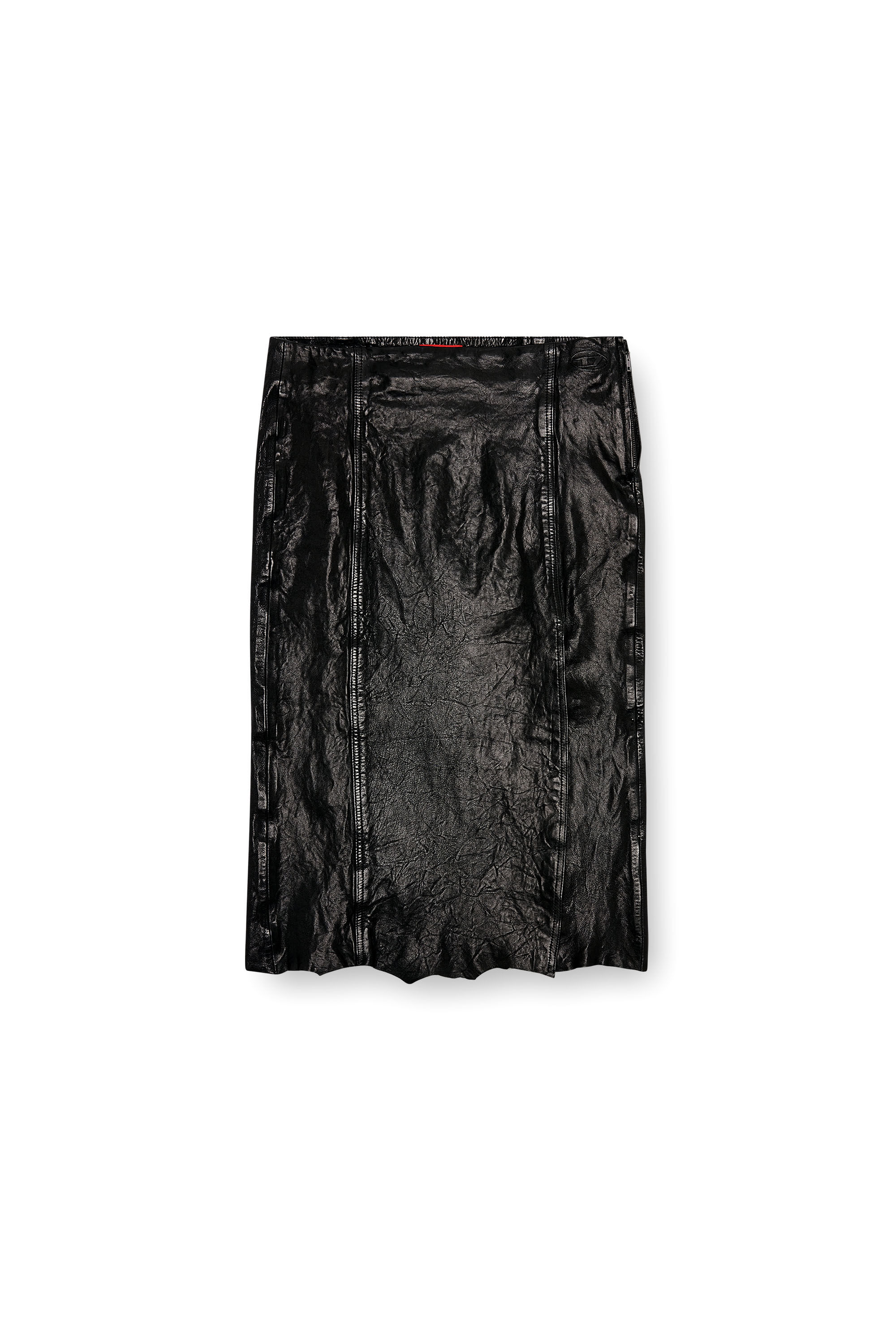 Diesel - L-RUPA, Female's Midi skirt in shiny wrinkled leather in Black - 2