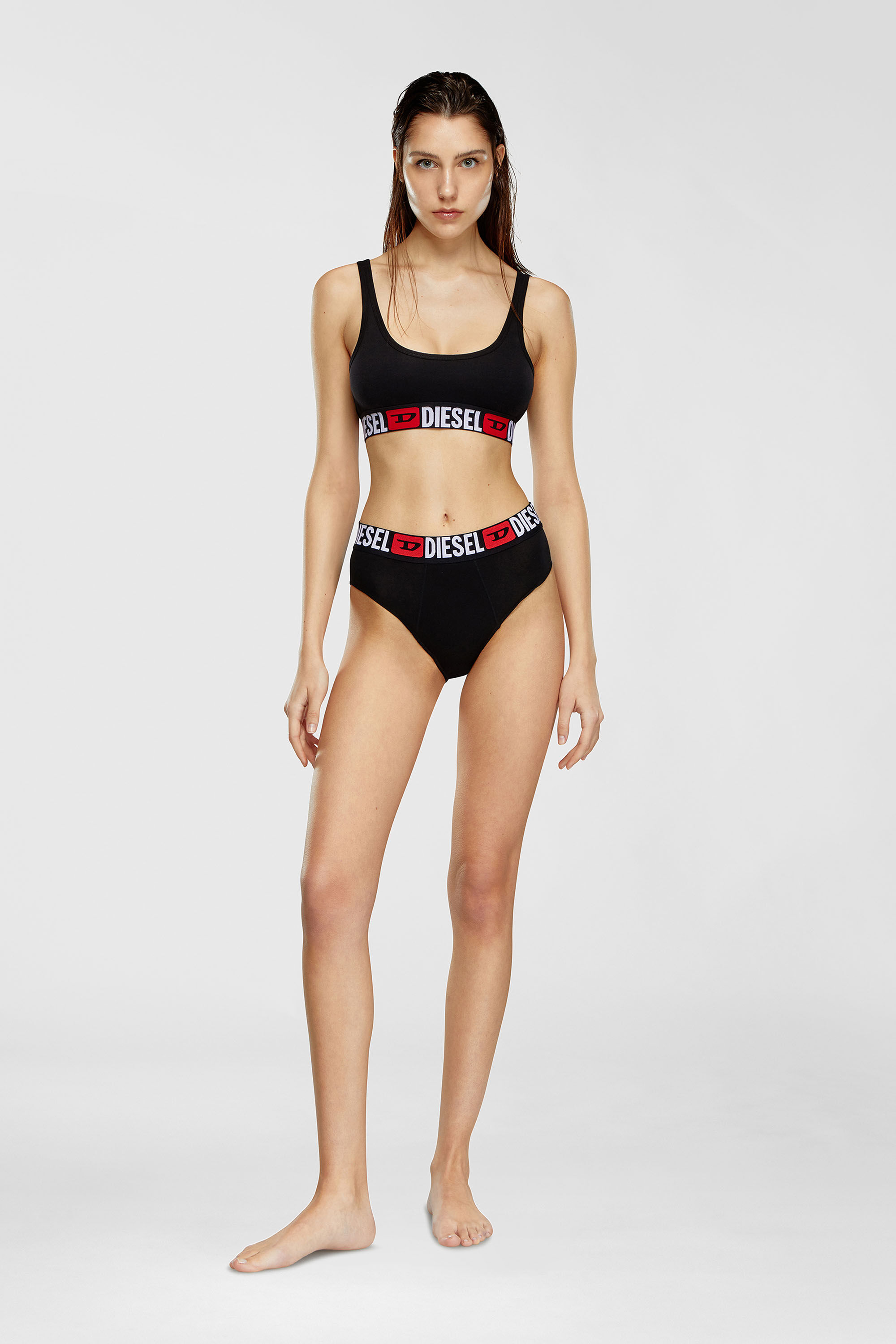 Diesel - UFPN-BLANCA-R-THREEPACK, Paquete de tres bragas en canal&eacute; con cintura alta Mujer in Negro - 1