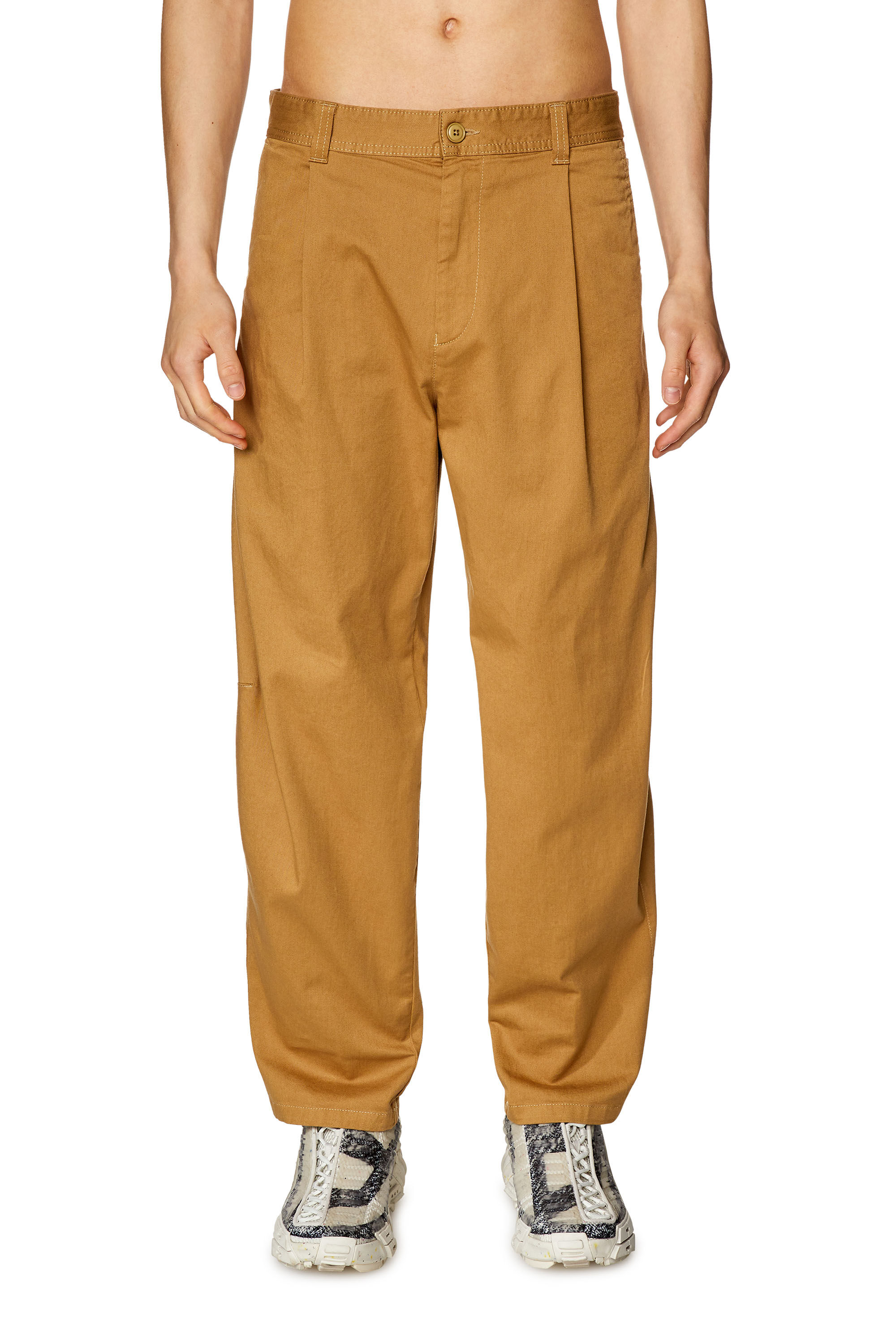 Diesel - P-ARTHUR, Male's Carrot pants in cotton gabardine in Light Brown - 3