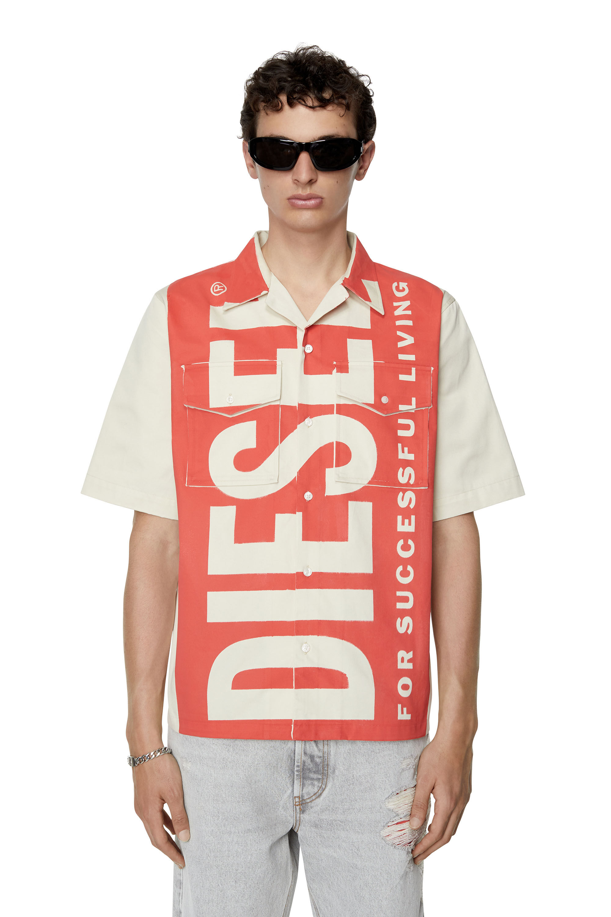 S-MAC-22 Man: Bowling shirt with maxi logo print | Diesel