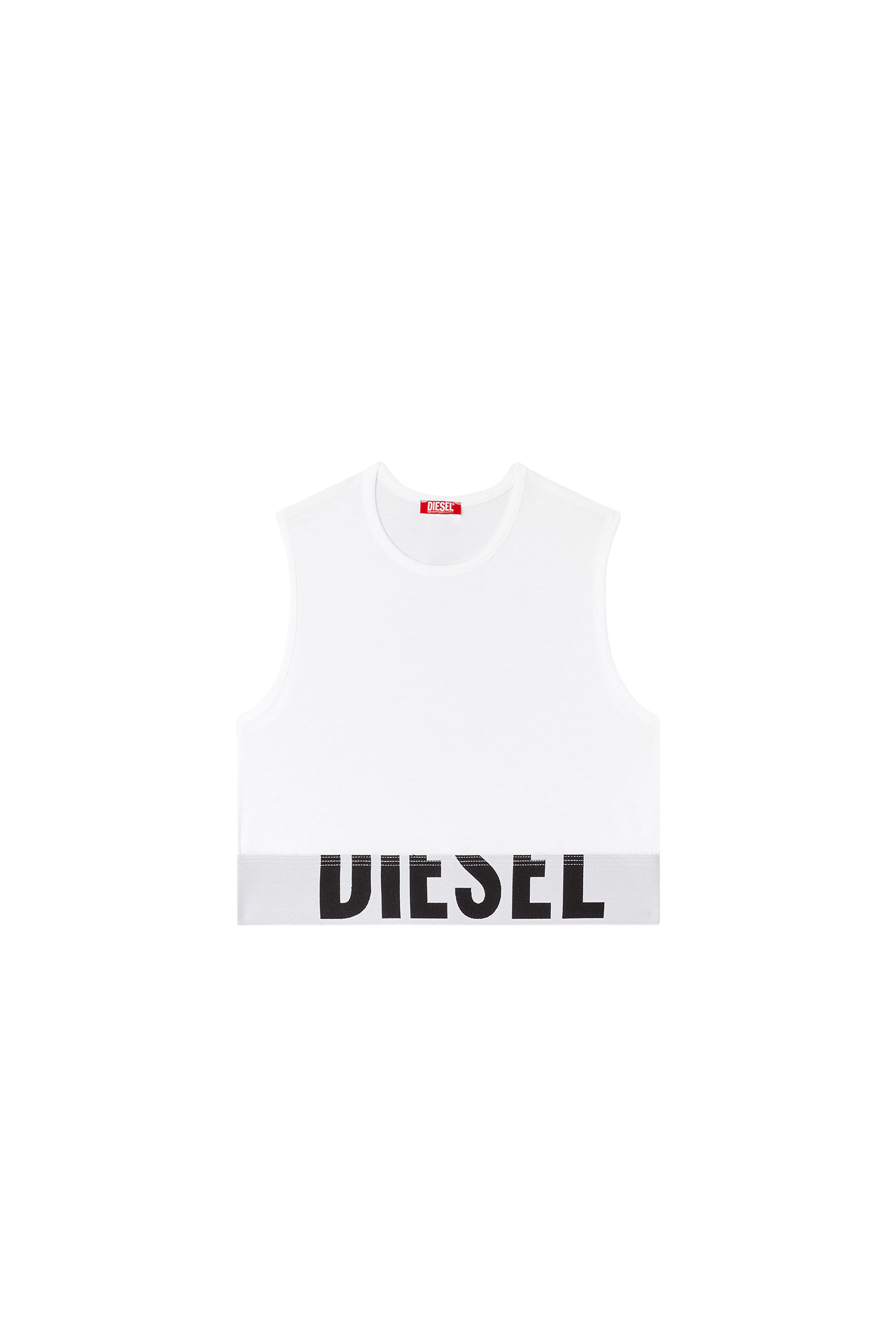 Women's Cropped tank top with cut-off logo | White | Diesel