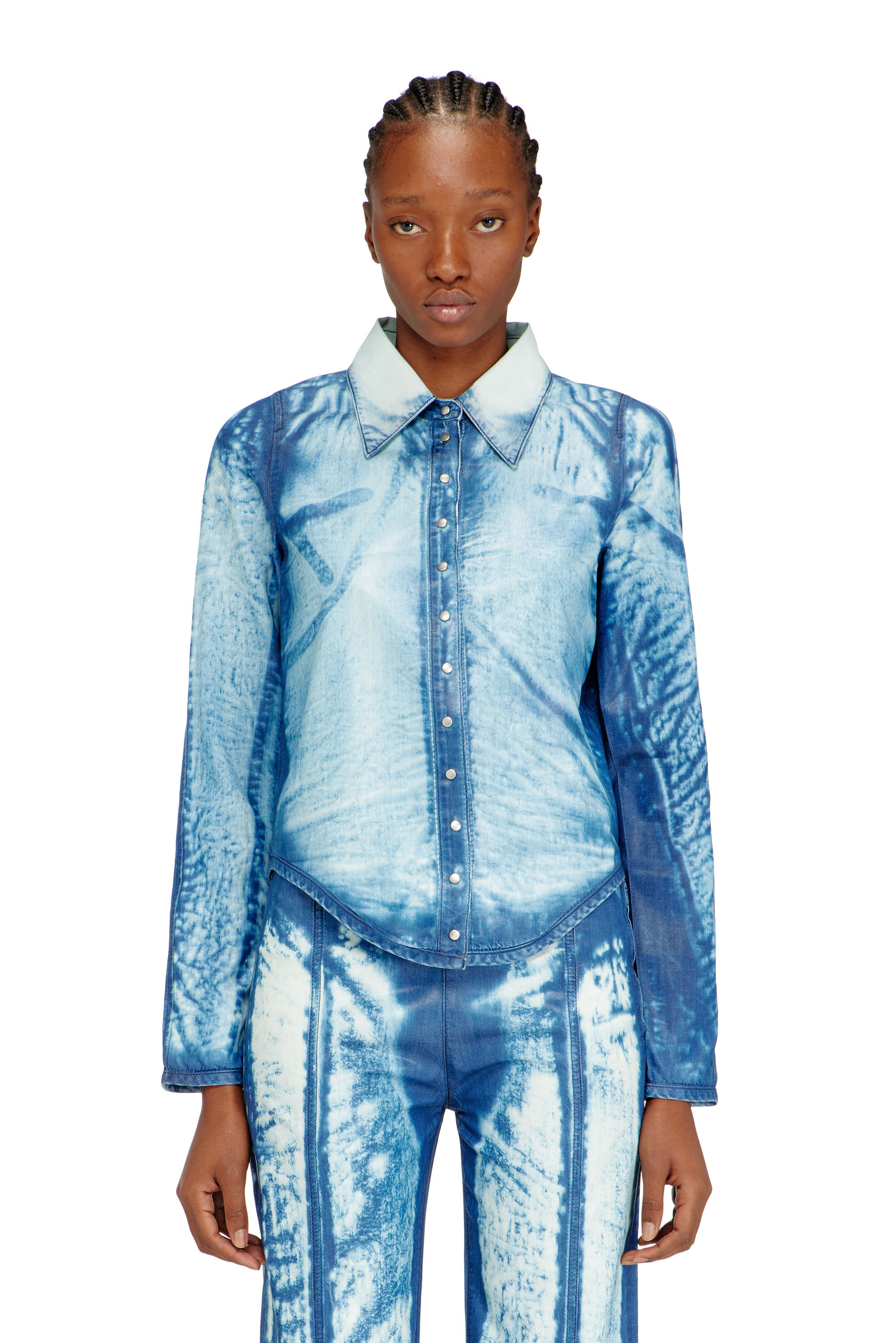 Women's Shirt in X-Ray Lyocell denim | Blue | Diesel {{Country}}