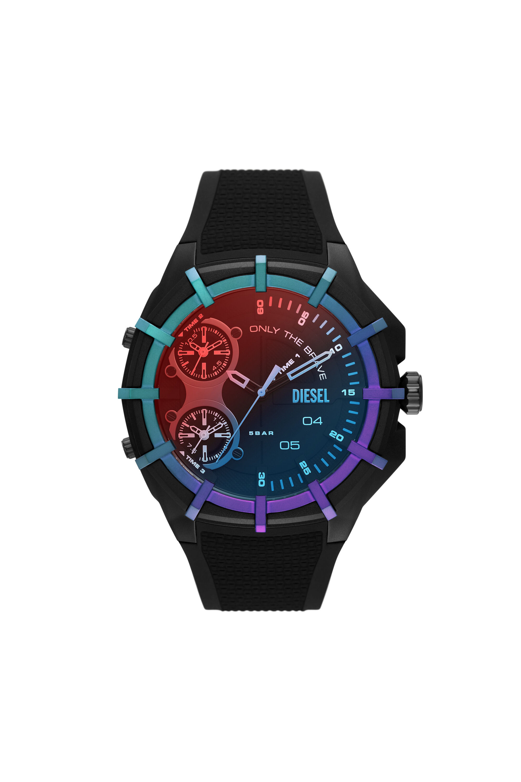 Diesel - DZ1986, Male's Framed three-hand black silicone watch in Black - 1