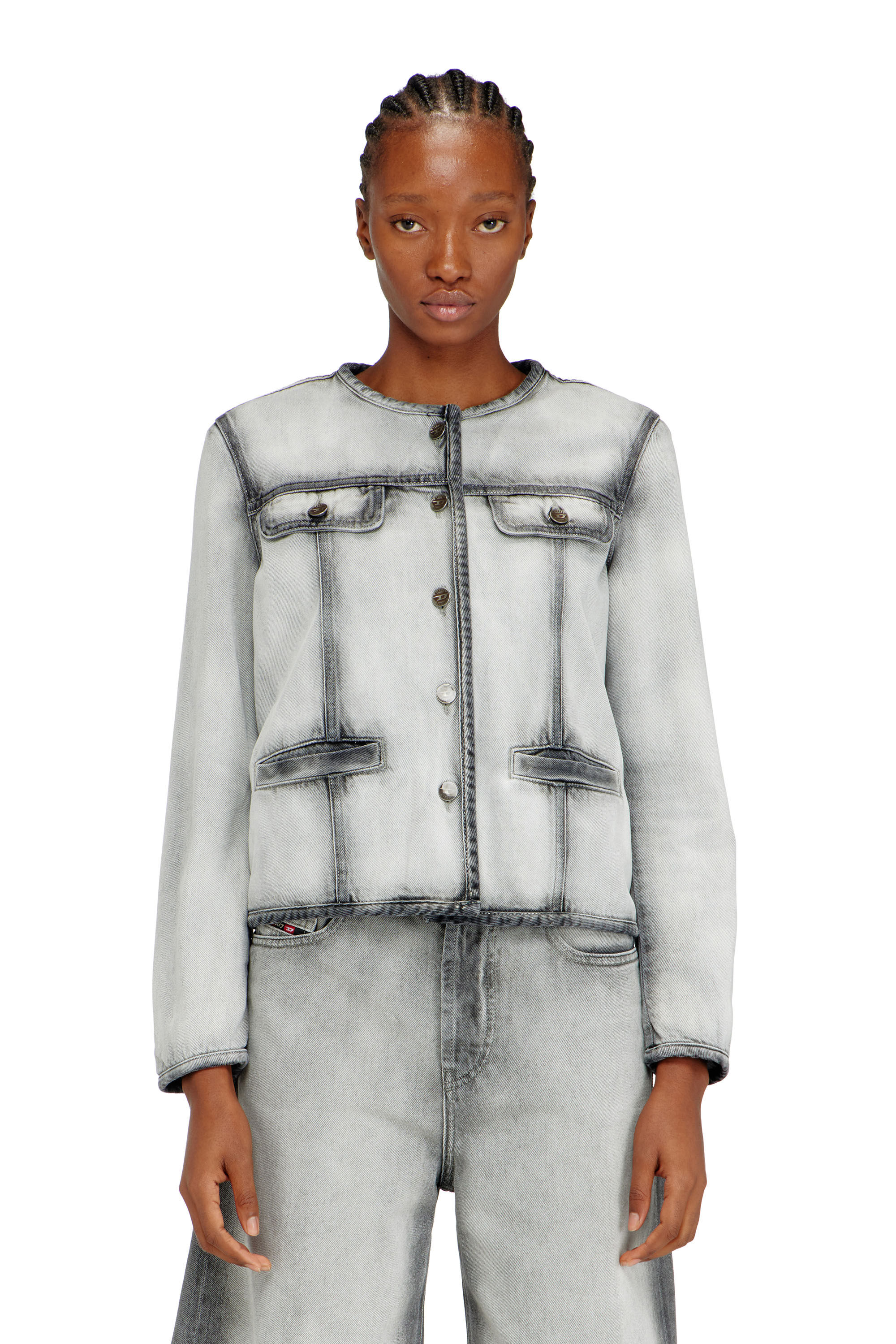 Women's Jacket in soft skeleton denim | Grey | Diesel