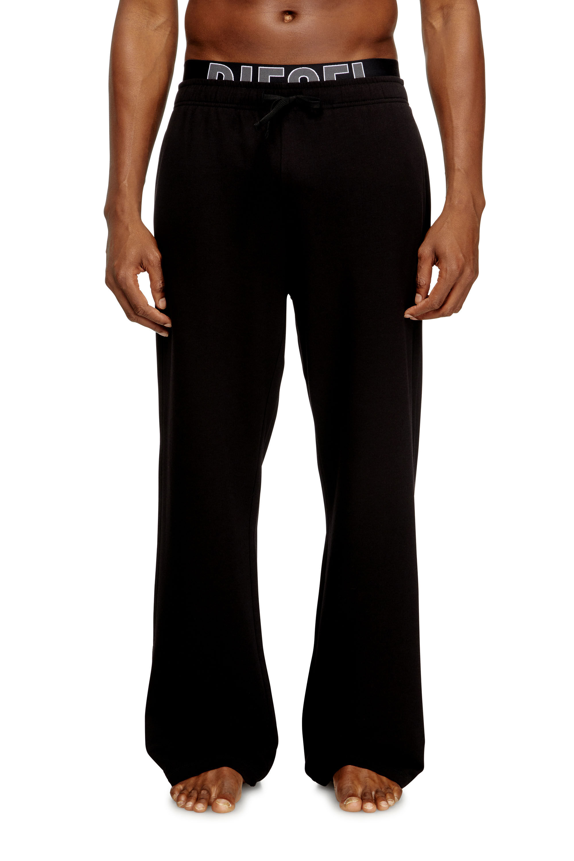 Men's Logo-waistband lounge pants in cotton terry | Black | Diesel