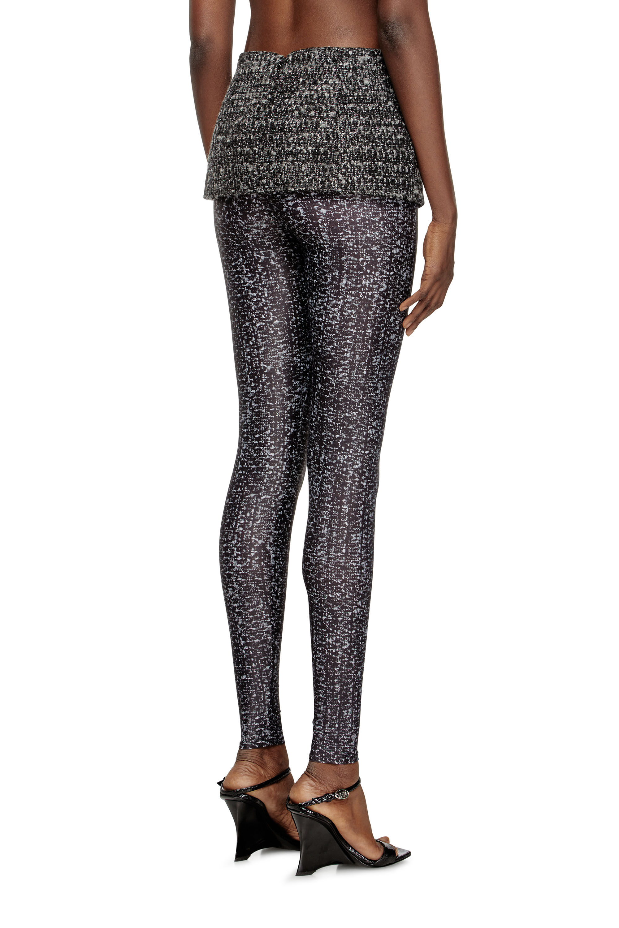 Diesel - P-HOUR, Female's Bouclé skirt with leggings in Black - 5