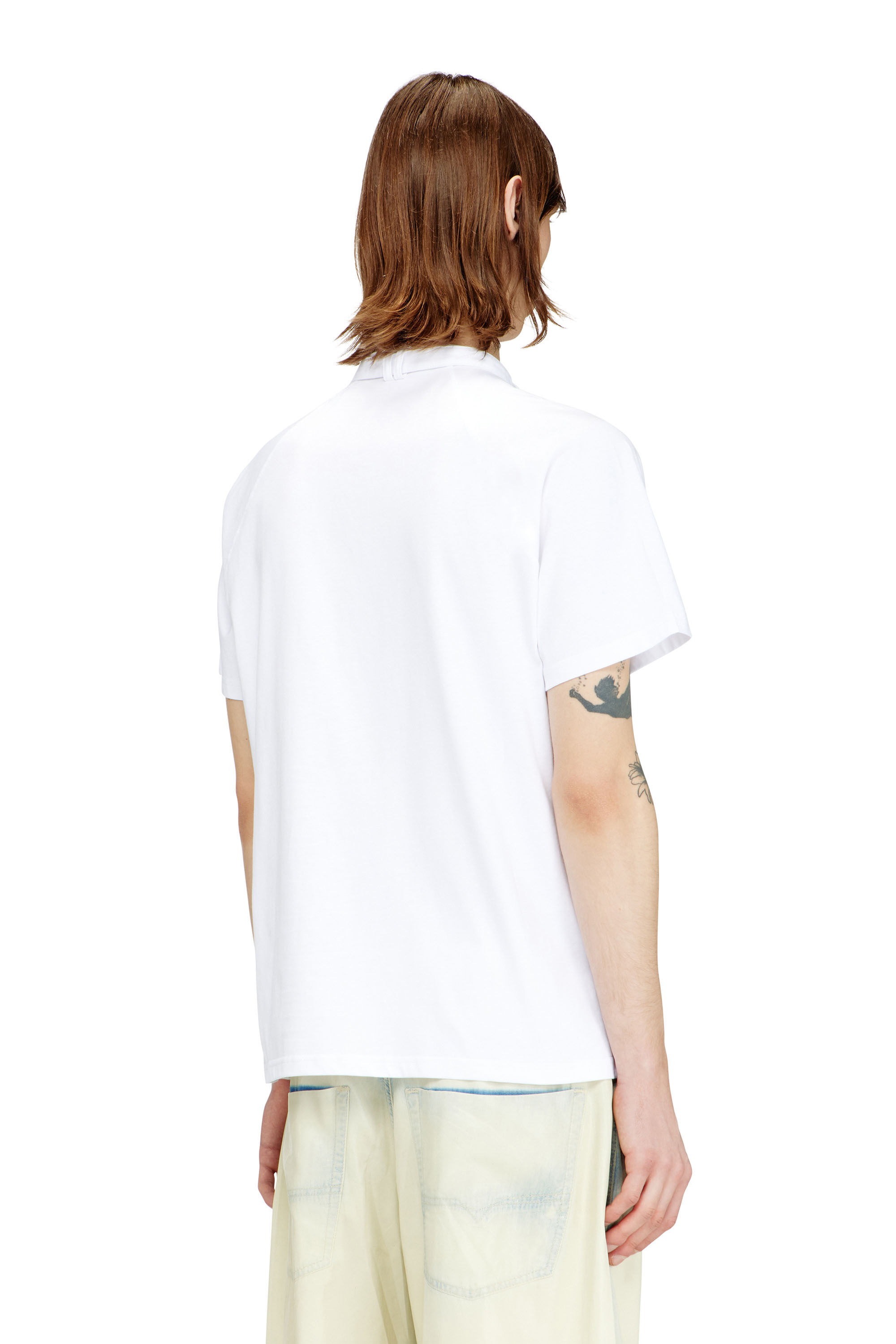 Diesel - T-KAUKO, T-shirt avec bride d'encolure motard Homme in Blanc - 5