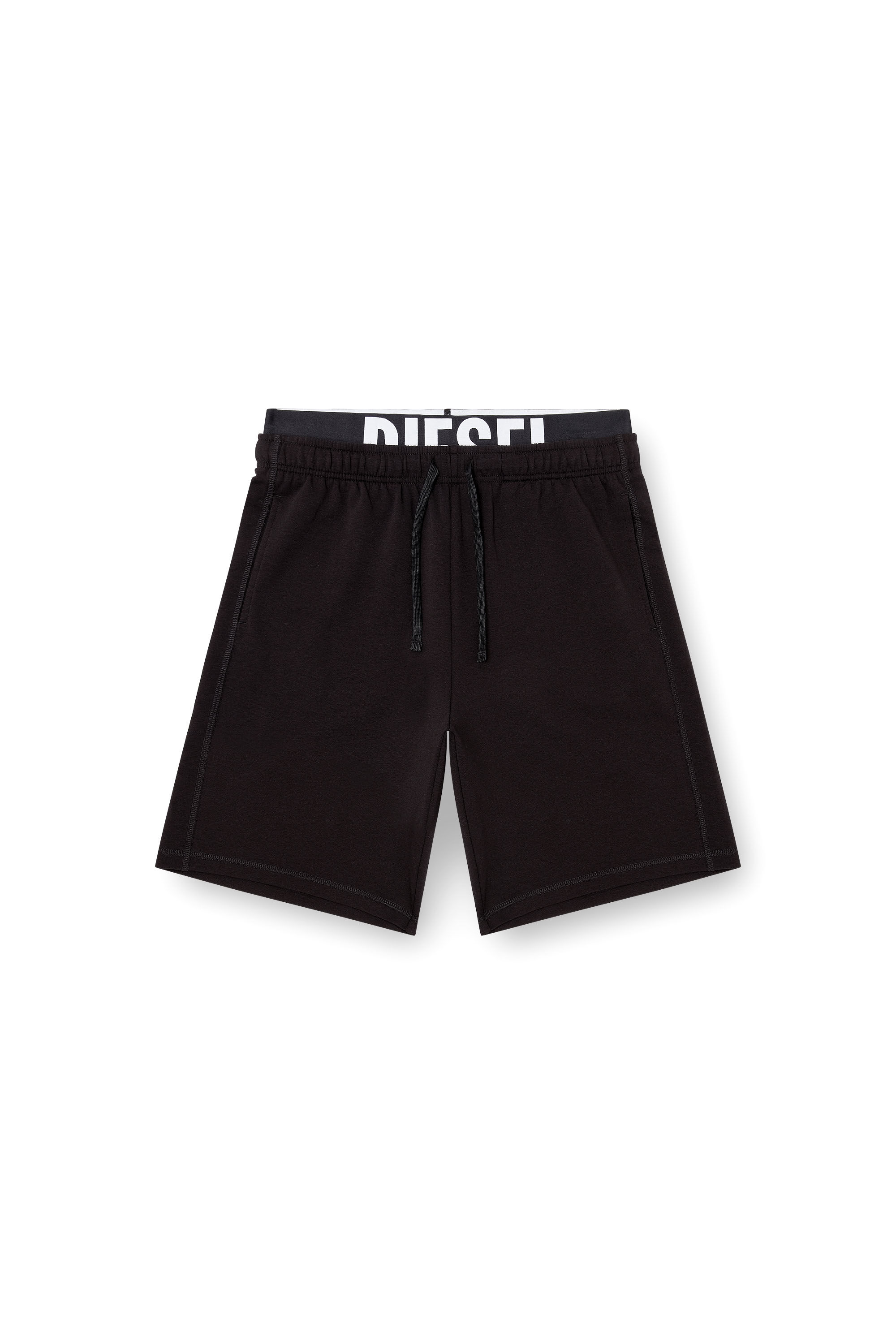 Diesel - DEVIN-D-POP, Man's Cotton shorts with Diesel logo waistband in Black - 4