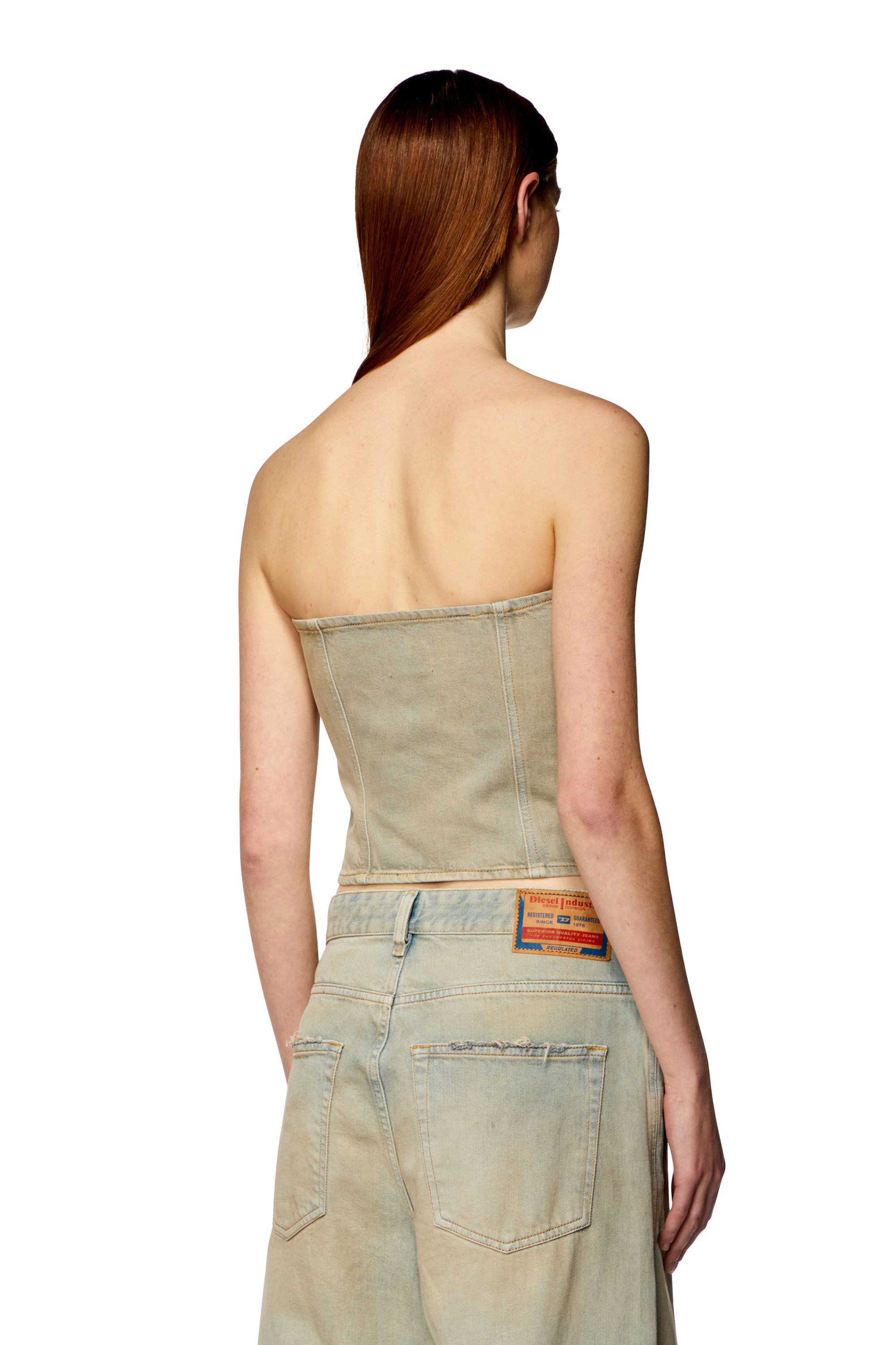 Diesel - DE-VILLE, Top bandeau en denim vieilli Femme in Beige - 4