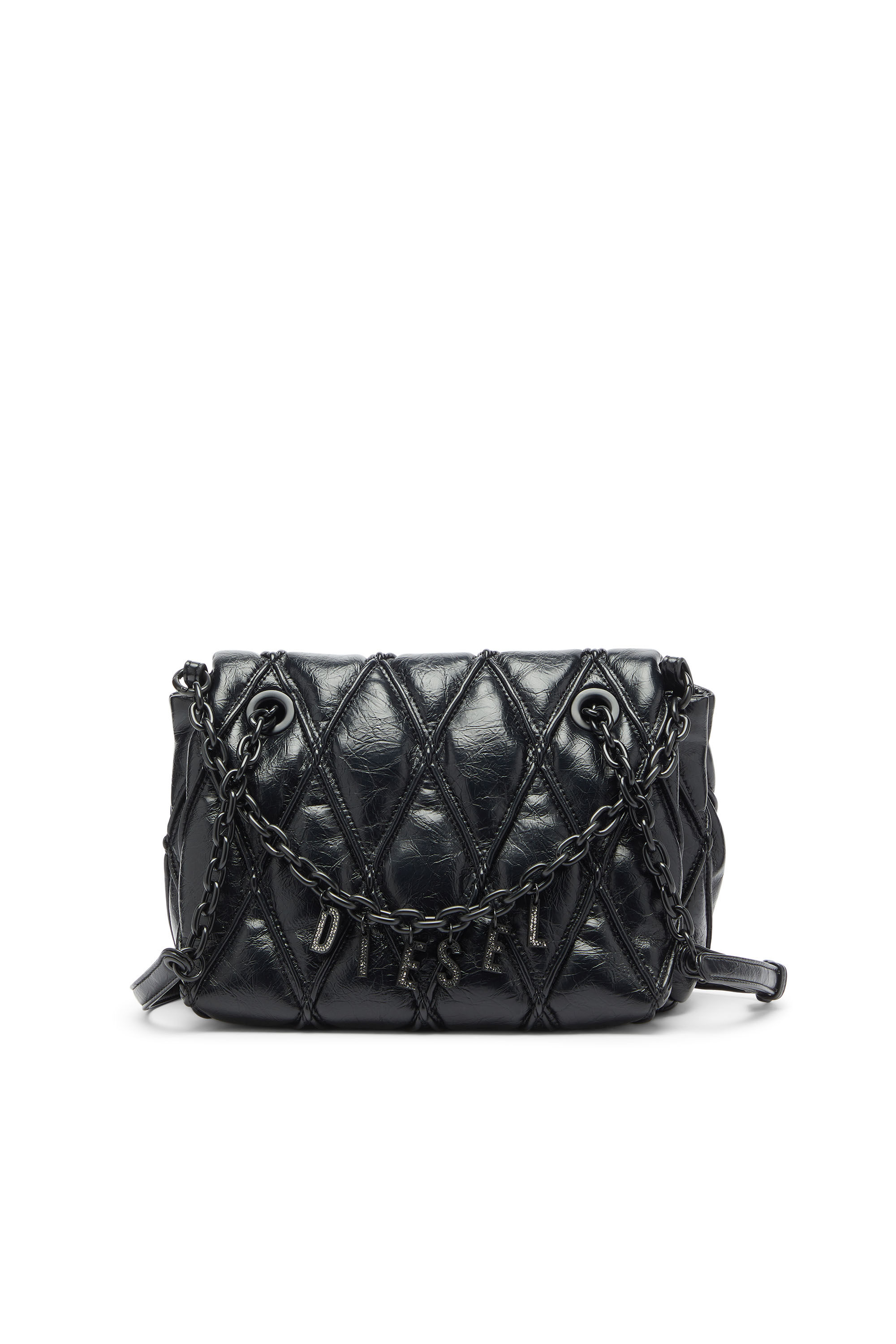 Diesel - CHARM-D SHOULDER M, Woman's Charm-D - Shoulder bag in shiny quilted PU in Black - 1