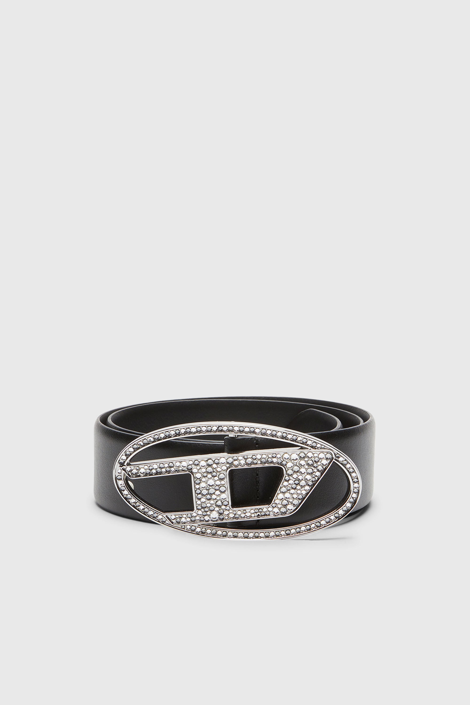 DIESEL B-1DR STRASS ビジューベルト 75cm B-1DR STRASS - logo belt with strass | Black | Diesel {{Country}}