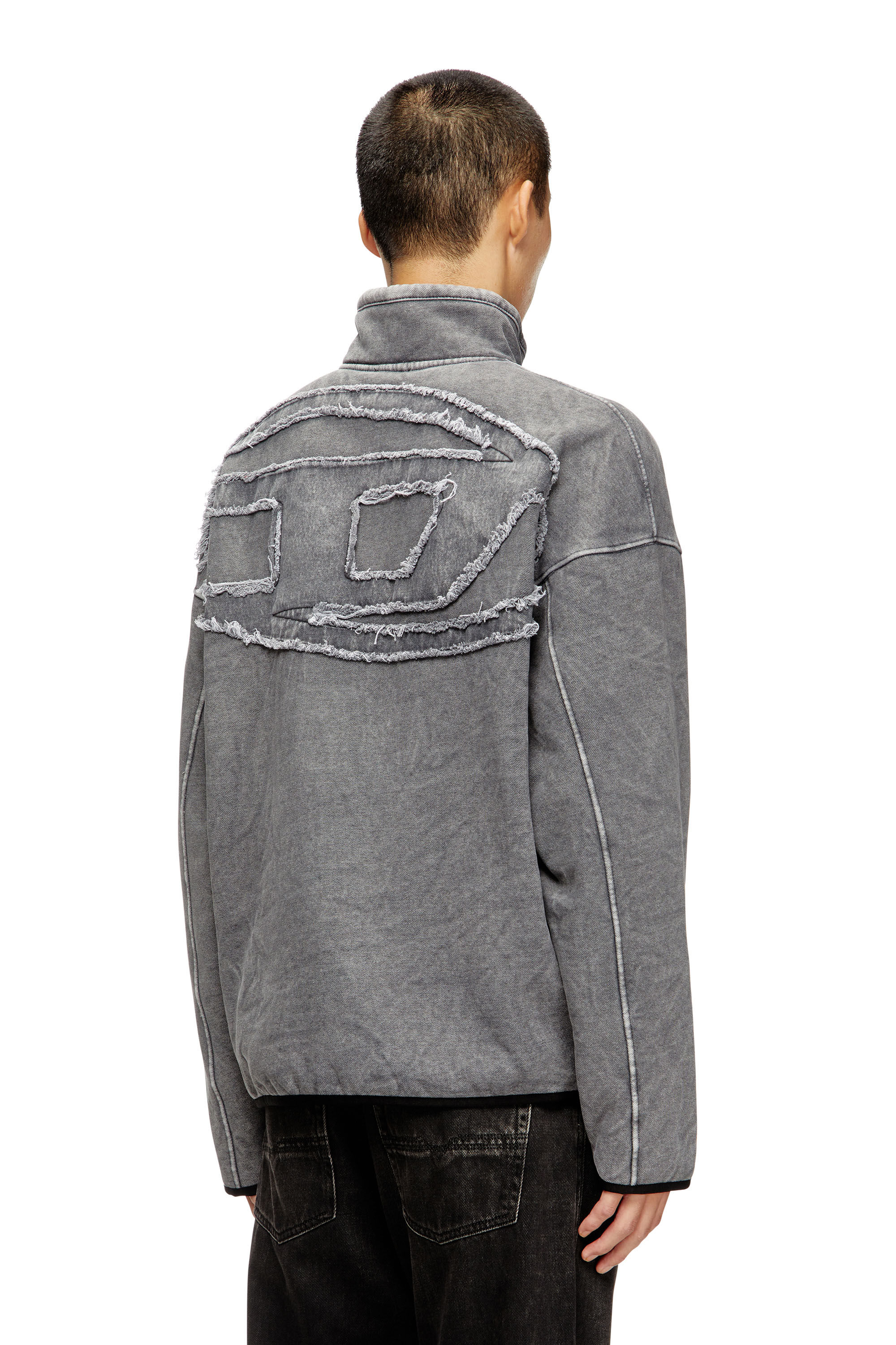 Diesel - S-BATY-NEW, Male's Zip-up sweatshirt with inner lining in Grey - 4