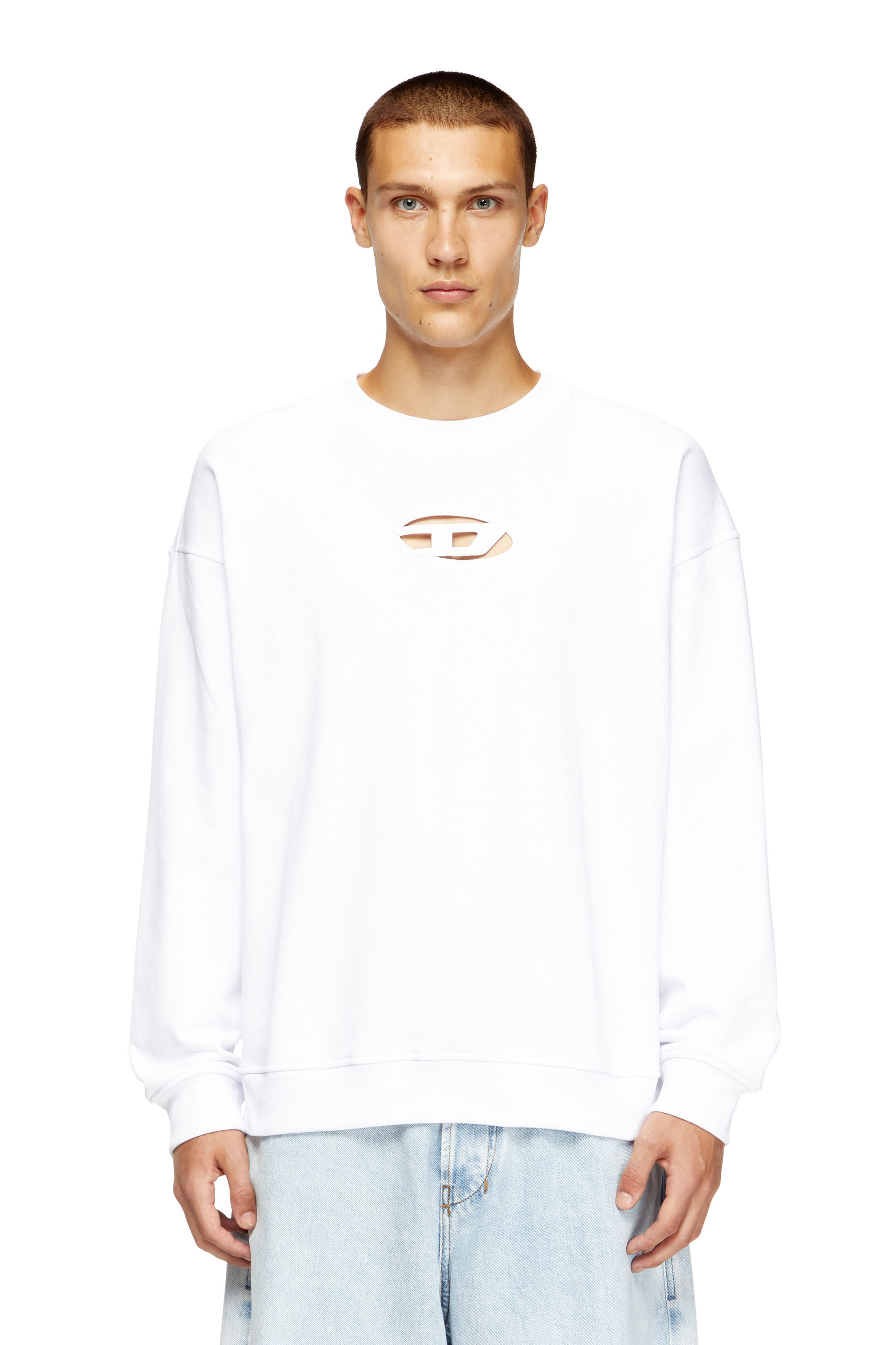 Diesel - S-BOXT-OD, Male's Sweatshirt with cut-out Oval D logo in White - 3