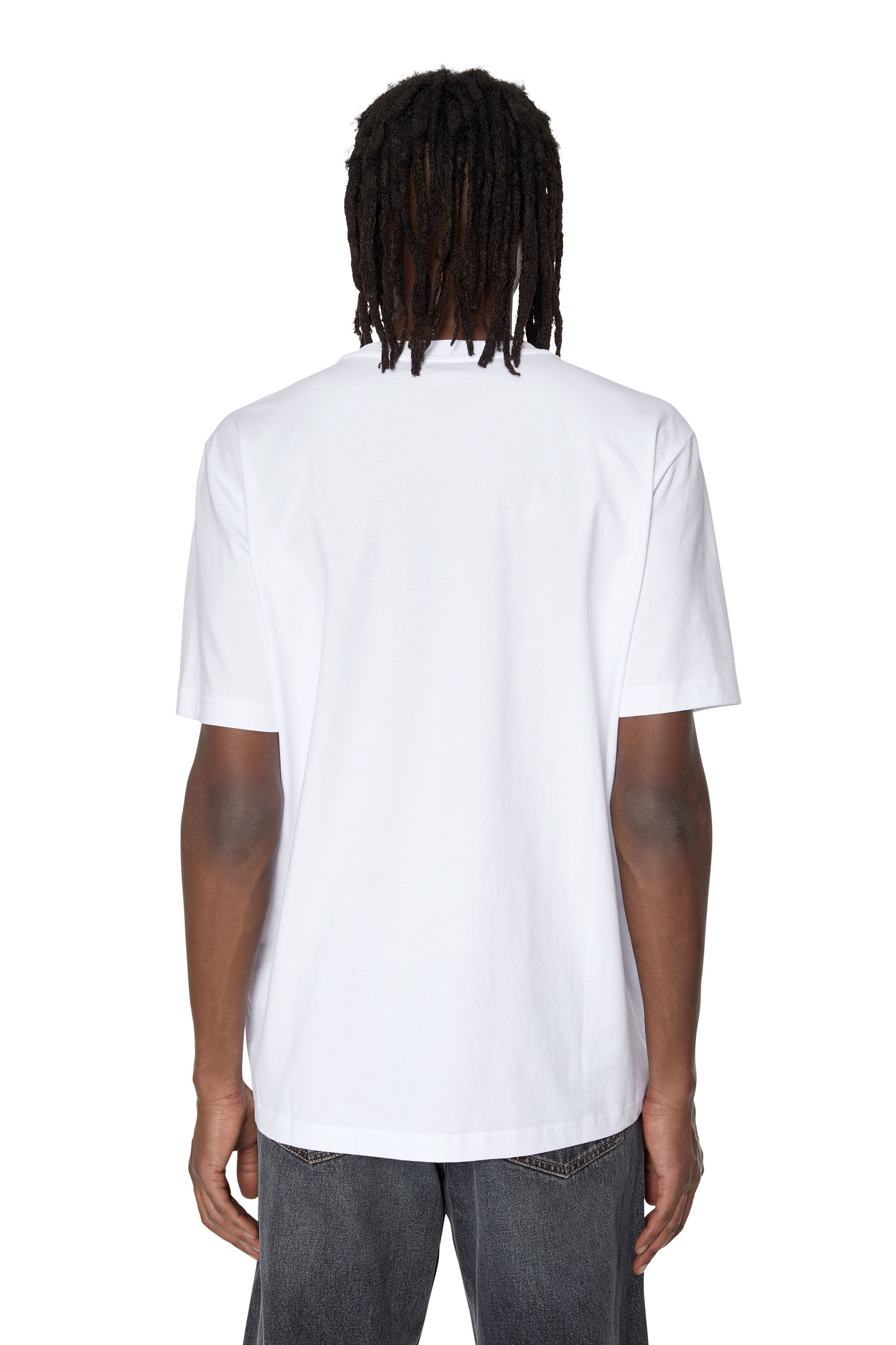 Diesel - T-JUST-MICRODIV, Male's T-shirt with micro-embroidered logo in White - 5