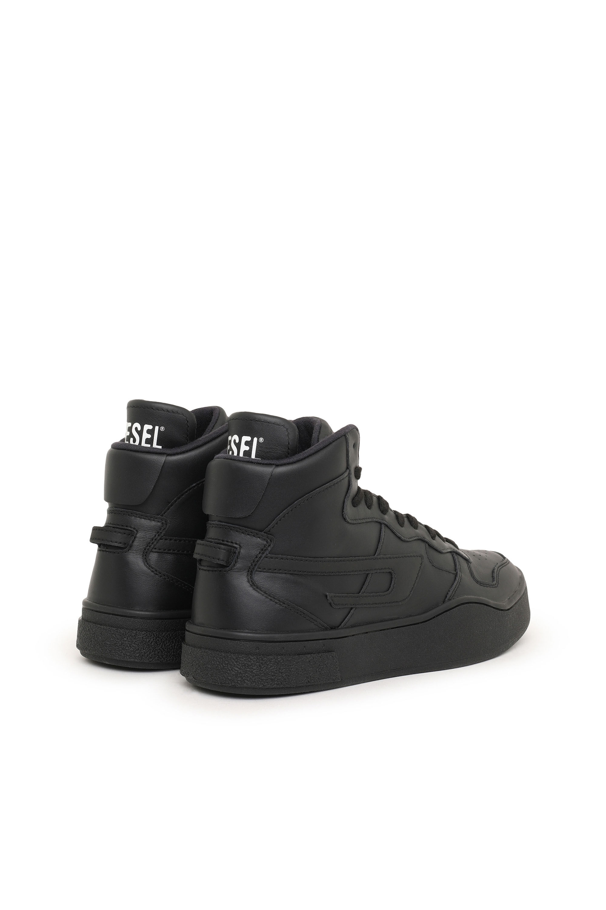 シロウ S-UKIYO MID Man: Leather high-top sneakers with D logo | Diesel