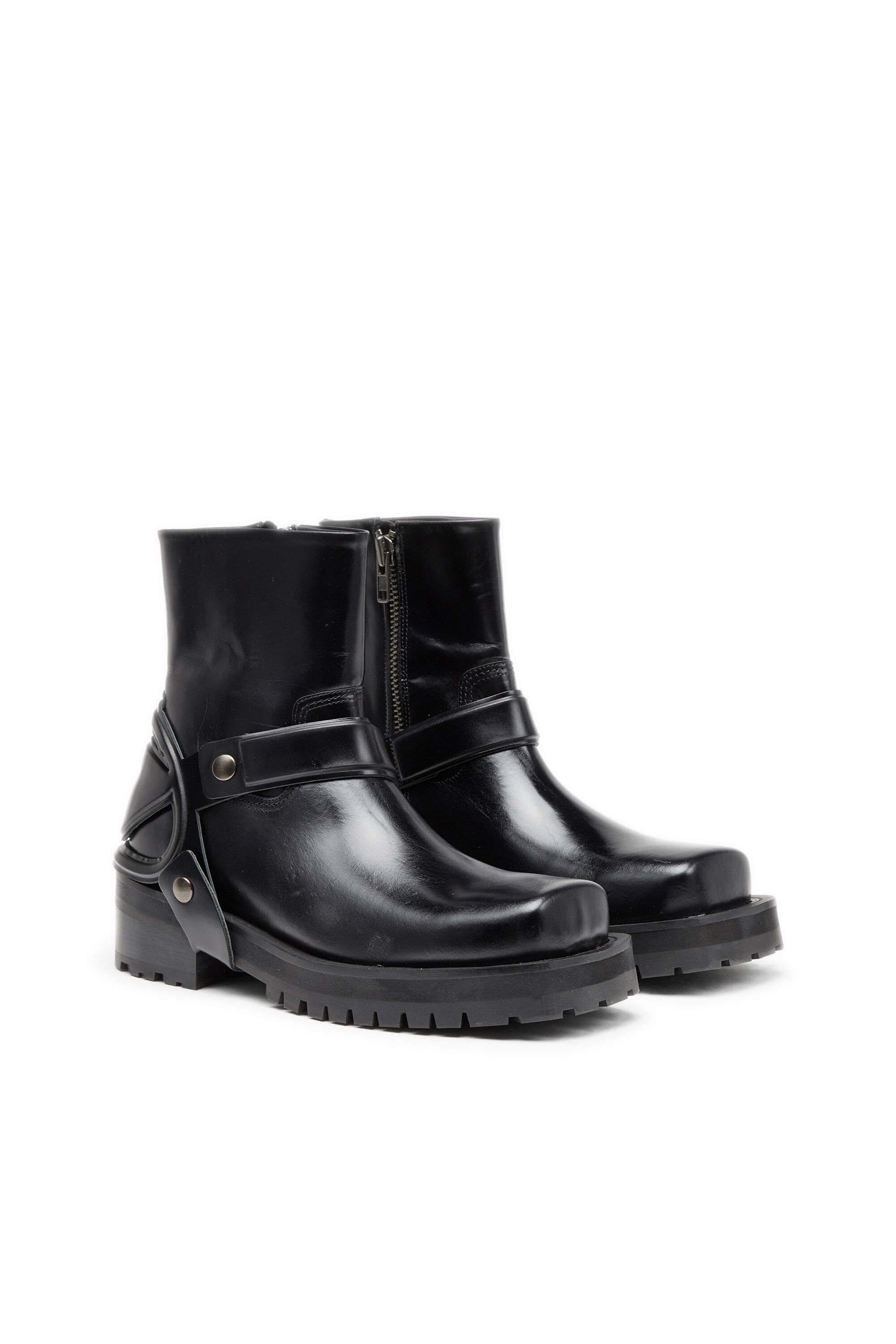 Men's D-Texan-Harness boots in polished leather | Black | Diesel