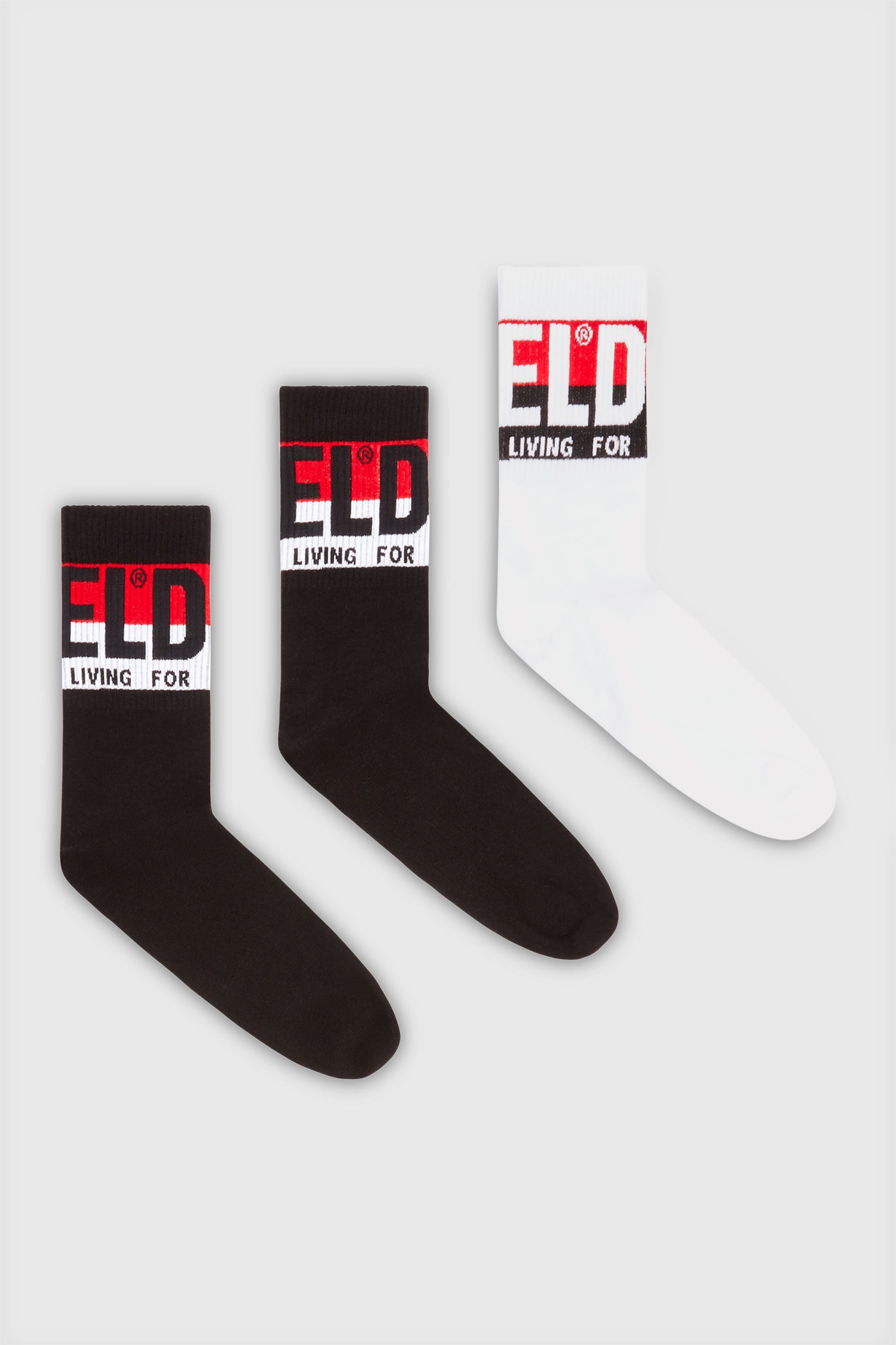 Diesel - SKM-RAY-THREEPACK, Male's Three-pack of socks with logo cuffs in Black/White - 1