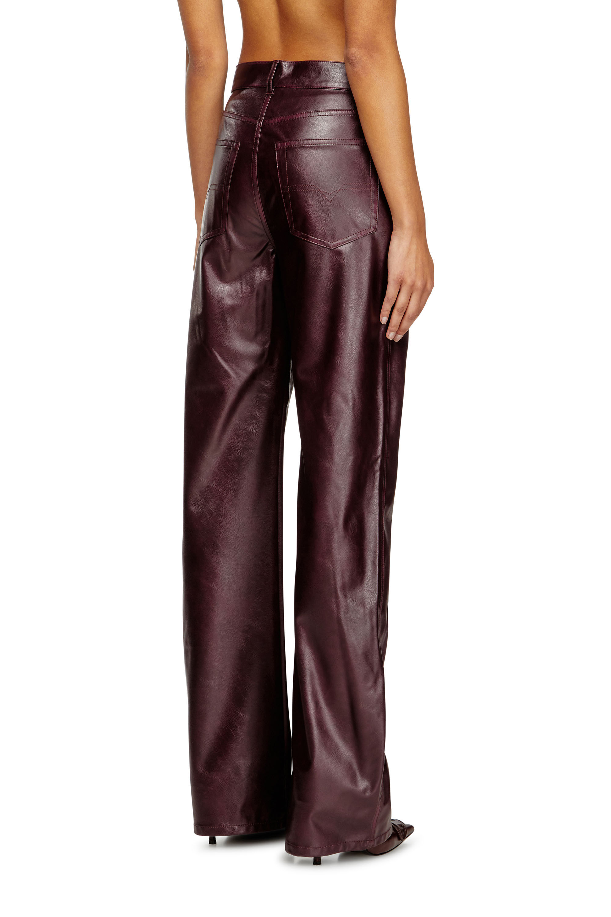 Women's Burgundy pants in coated fabric | Red | Diesel Women's Burgundy pants in coated fabric | Red | Diesel