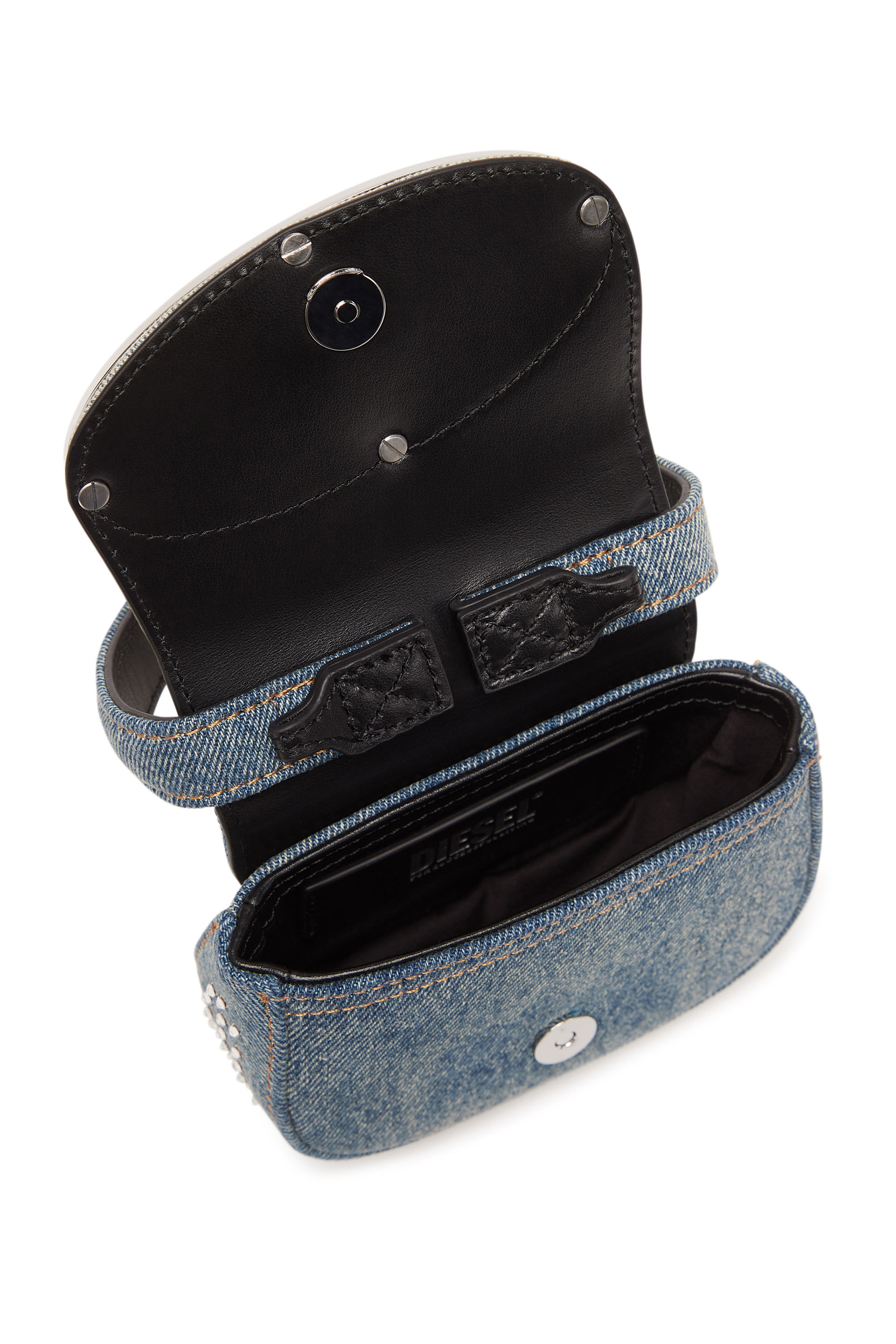 Diesel - 1DR XS, Female's 1DR XS - Iconic mini bag in denim and crystals in Light Blue - 2
