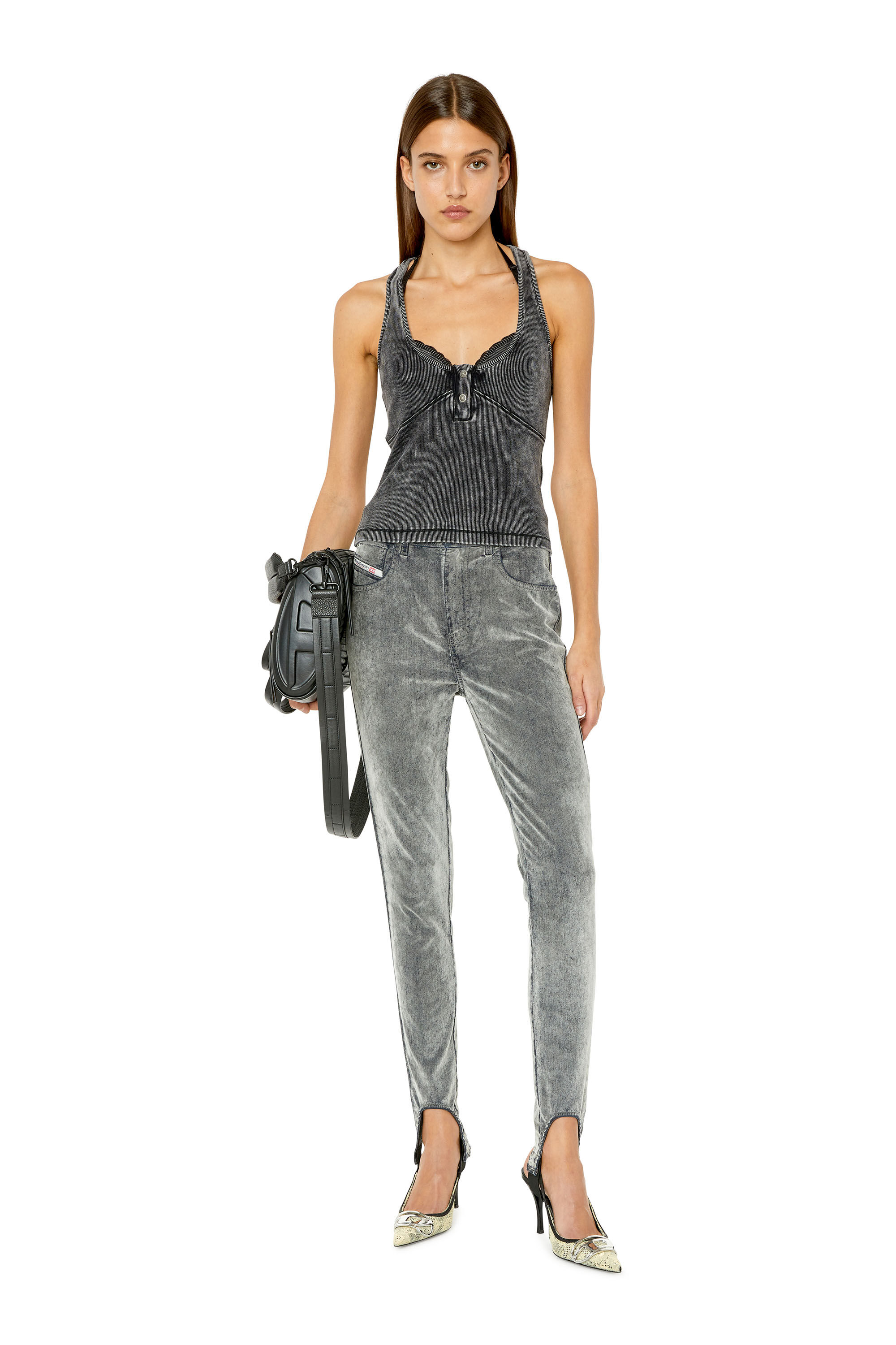 Diesel - T-ANIELLE, Female's Racerback top with lace bra in Black - 1