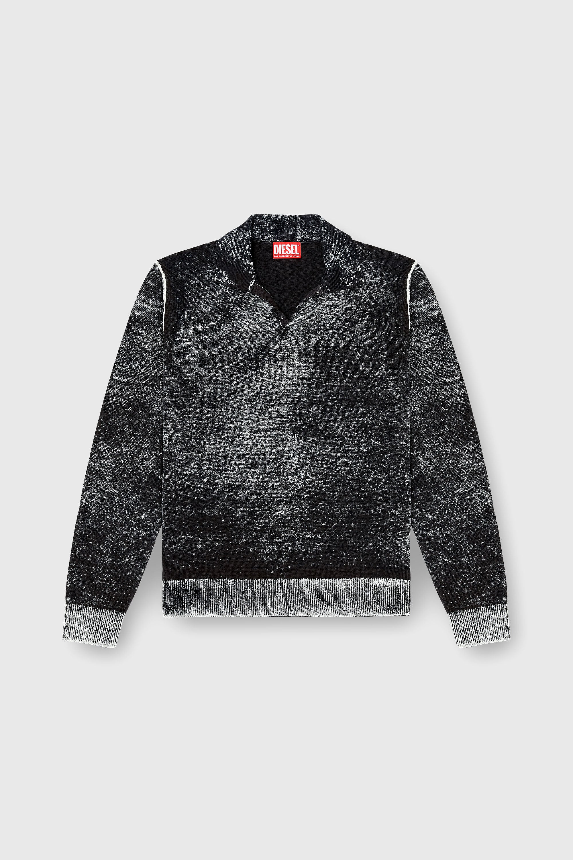 Diesel - K-LAWRENCE, Man's Polo jumper with faded reverse print in Grey/Black - 2