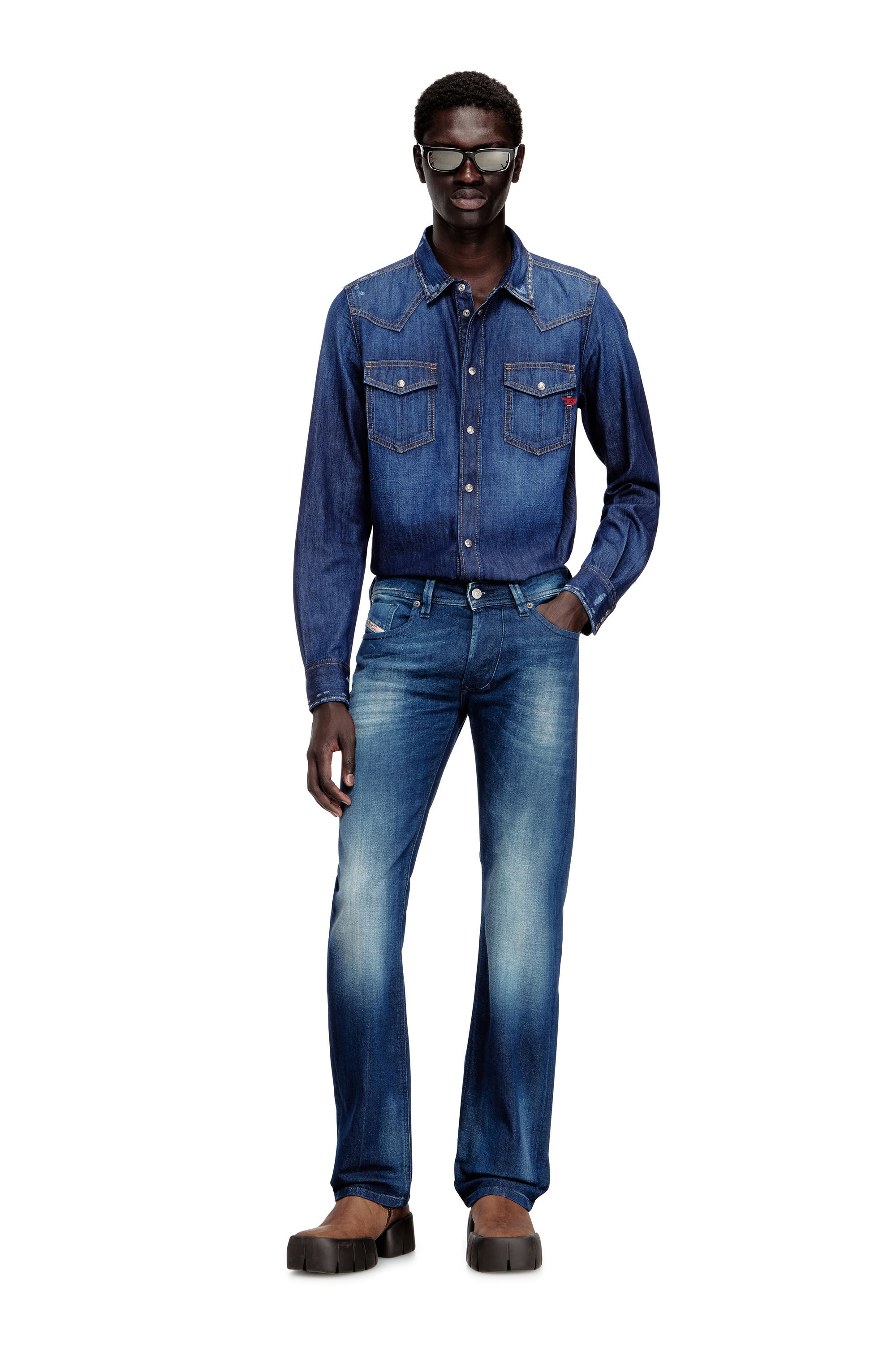 ぽむ　デイリーpd Men's Denim shirt with patch pockets | Blue | Diesel