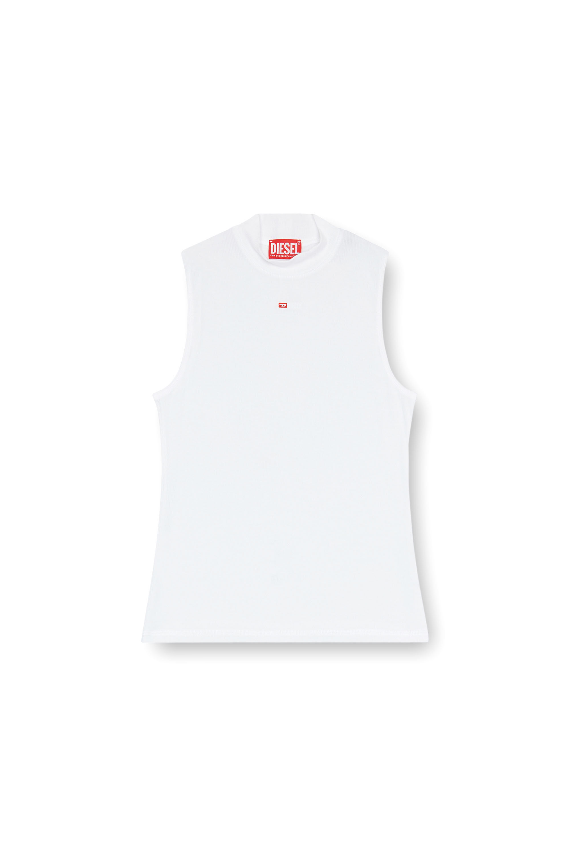Women's Ribbed tank top with mock neck | White | Diesel