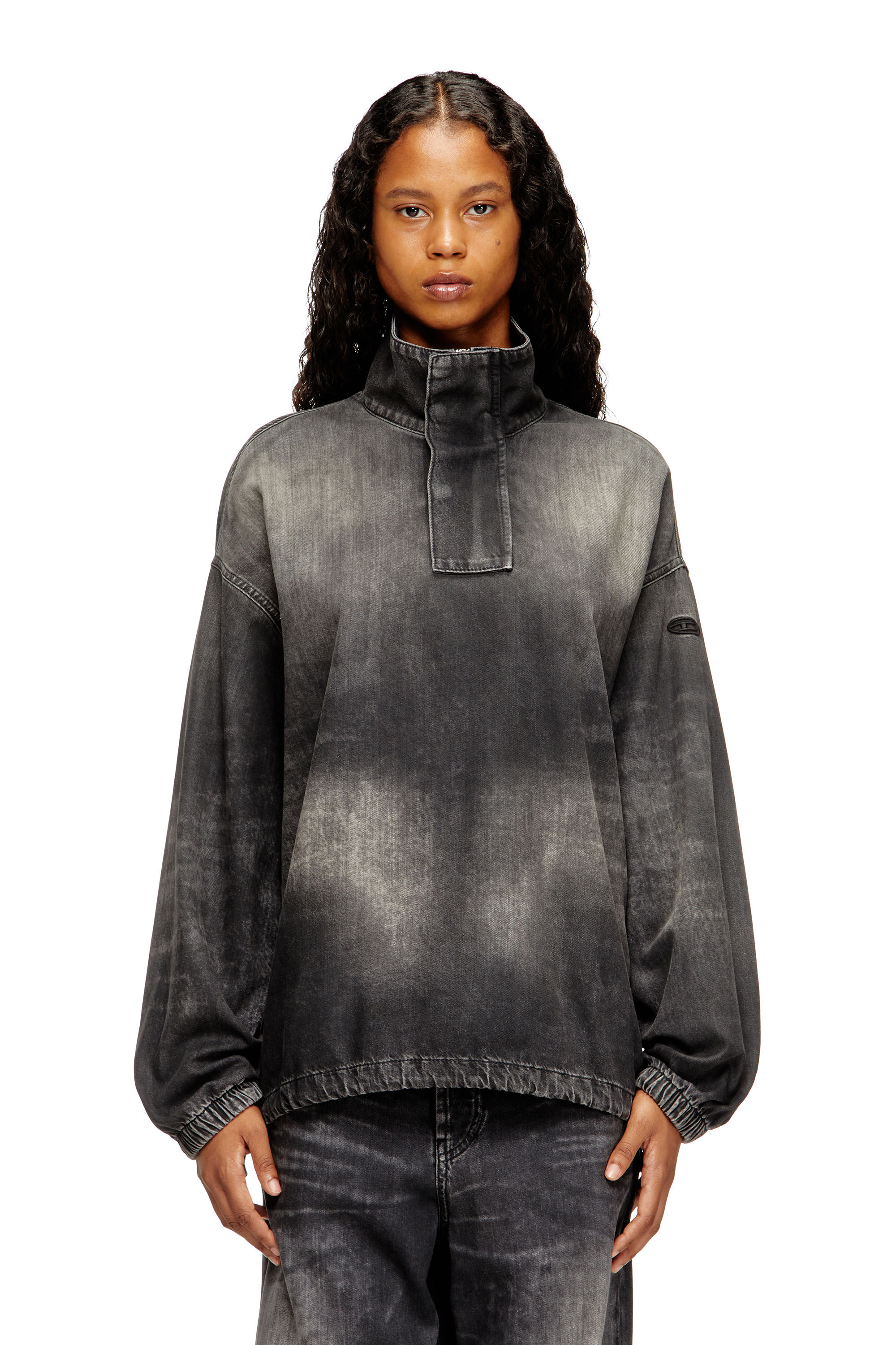 Women's Denim top with mock neck | Black | Diesel