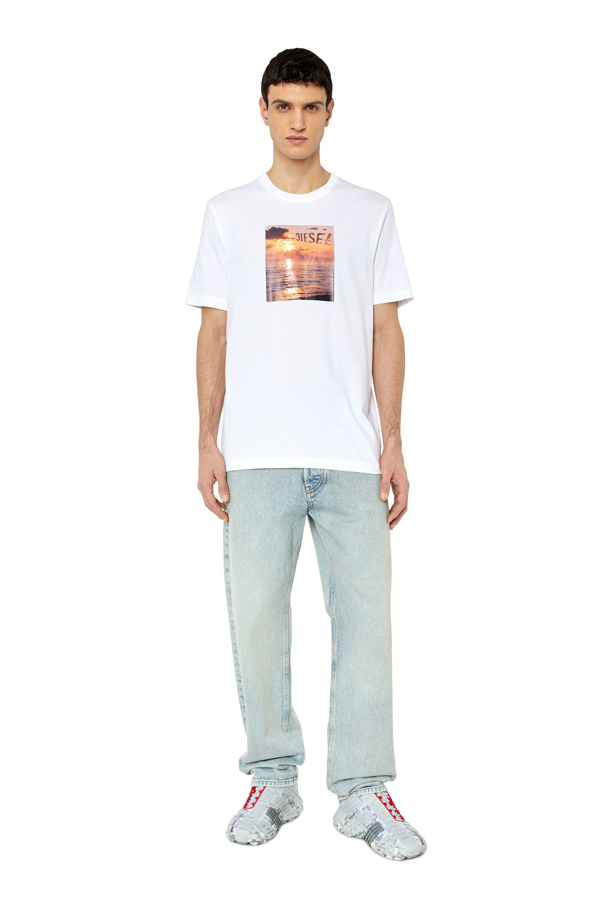 Diesel - T-JUST-G24, Male's T-shirt with Diesel sunset print in White - 1