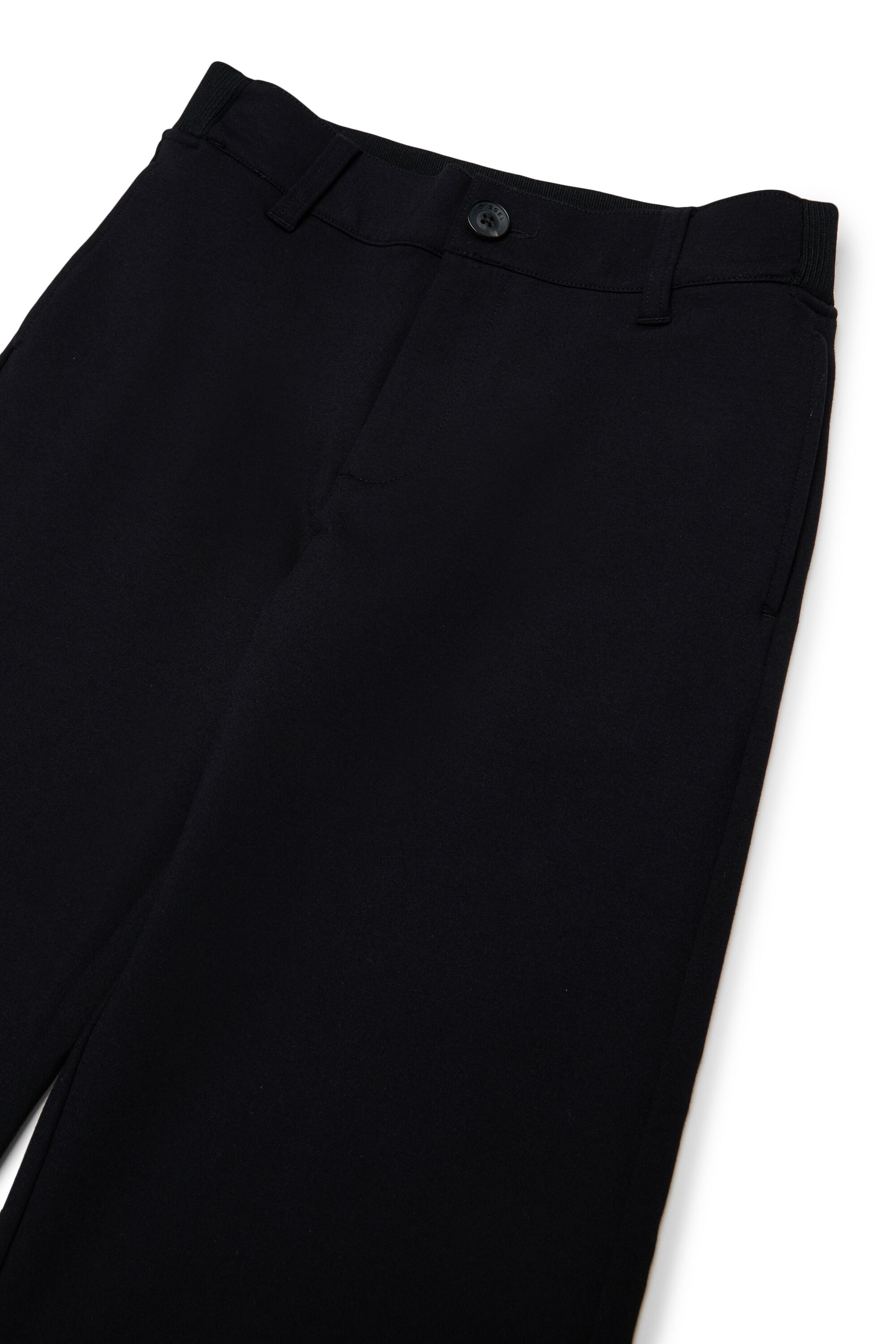Diesel - PREBBY, Man's Wide-leg pants in compact stretch fabric in Black - 3