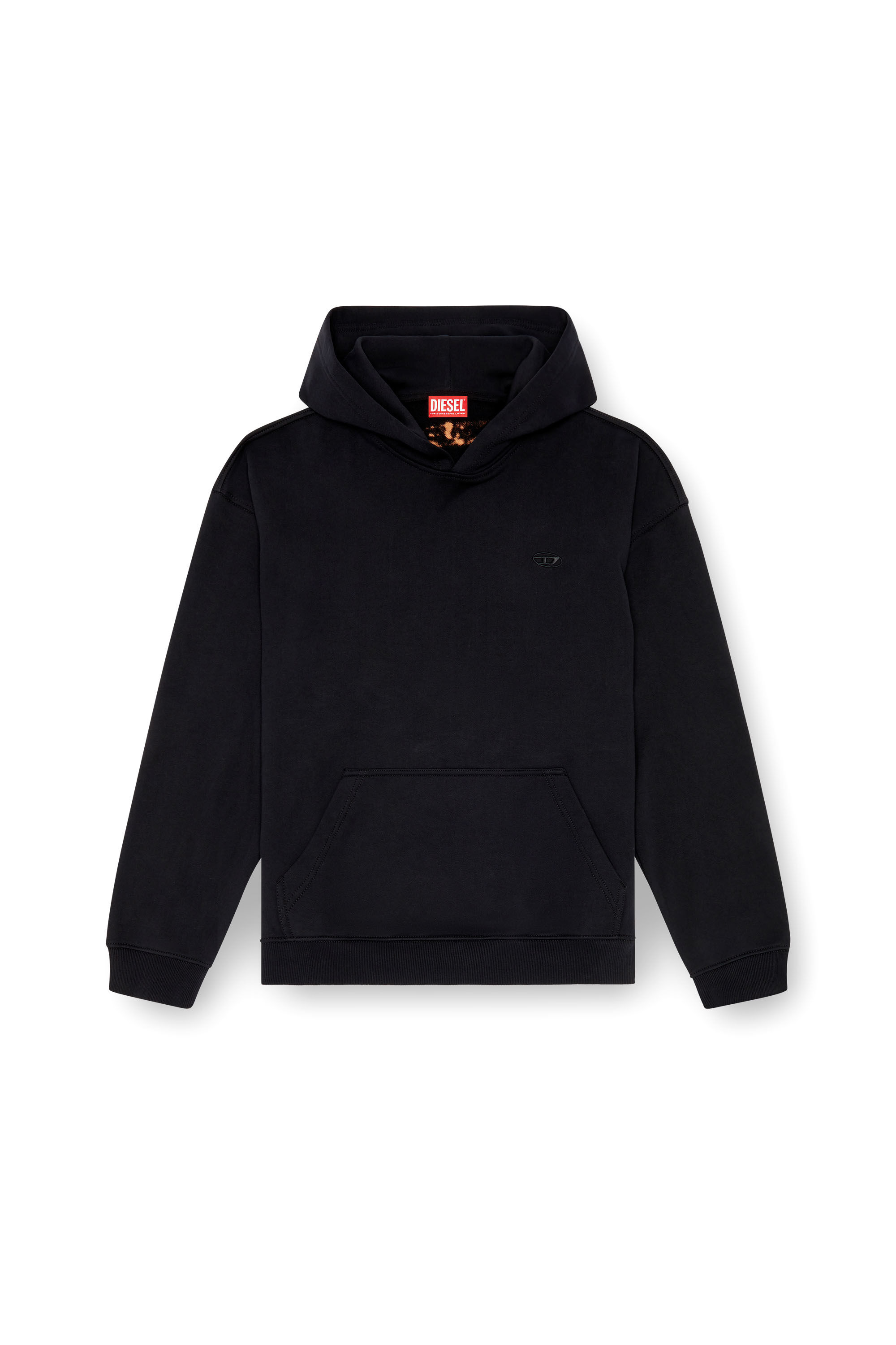 Diesel - S-BOXT-HOOD-BLEACH, Man's Hoodie with bleached logo in Black/Orange - 2