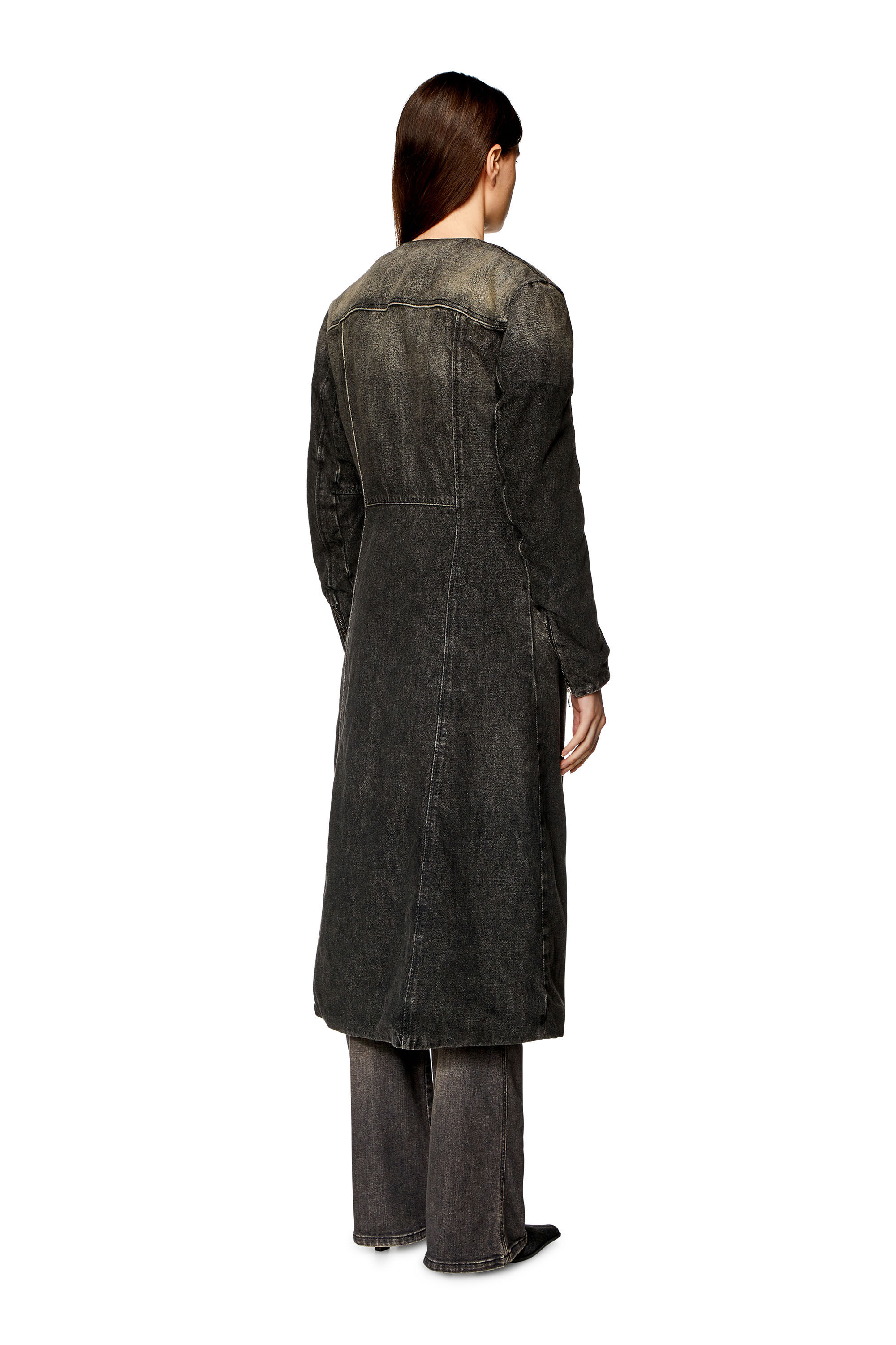 Diesel - DE-SY-S, Manteau en denim de coton et chanvre Femme in Noir - 4