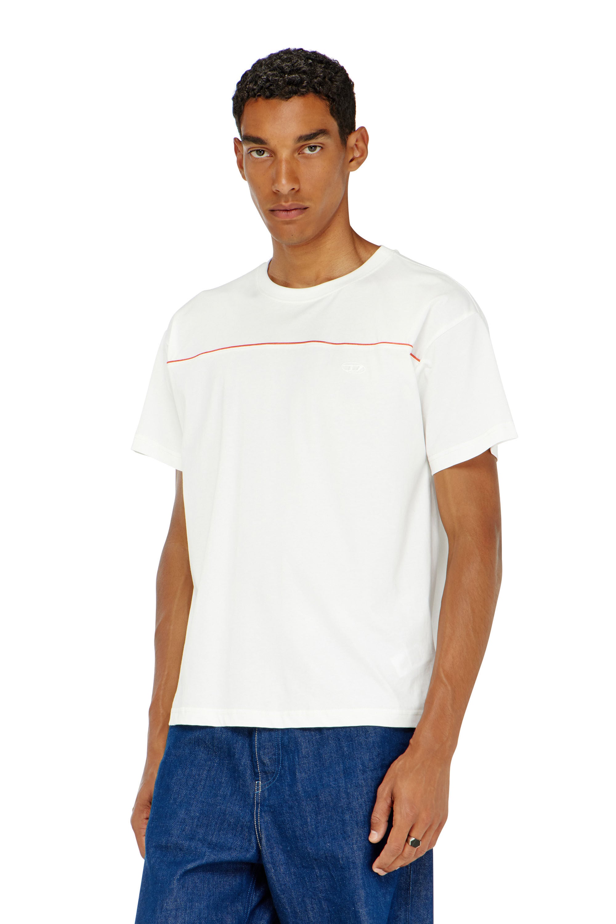 Diesel - T-NORM-PIPING, Camiseta con ribete en contraste Hombre in Blanco - 3
